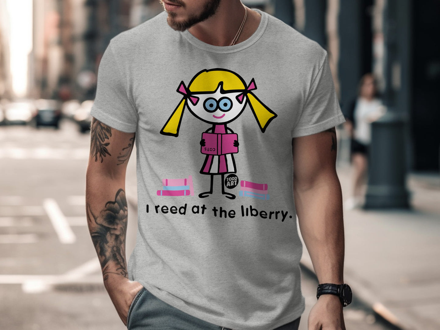 Fun Cartoon Girl Read At The Liberty Top Art Shirt
