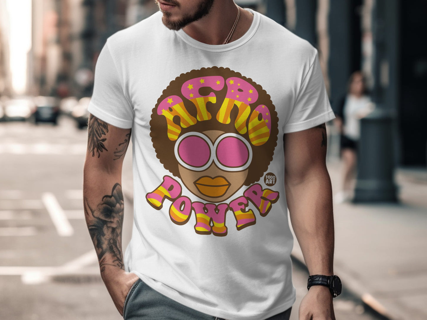 Vibrant Afro Power Graphic Custom T-shirt Design