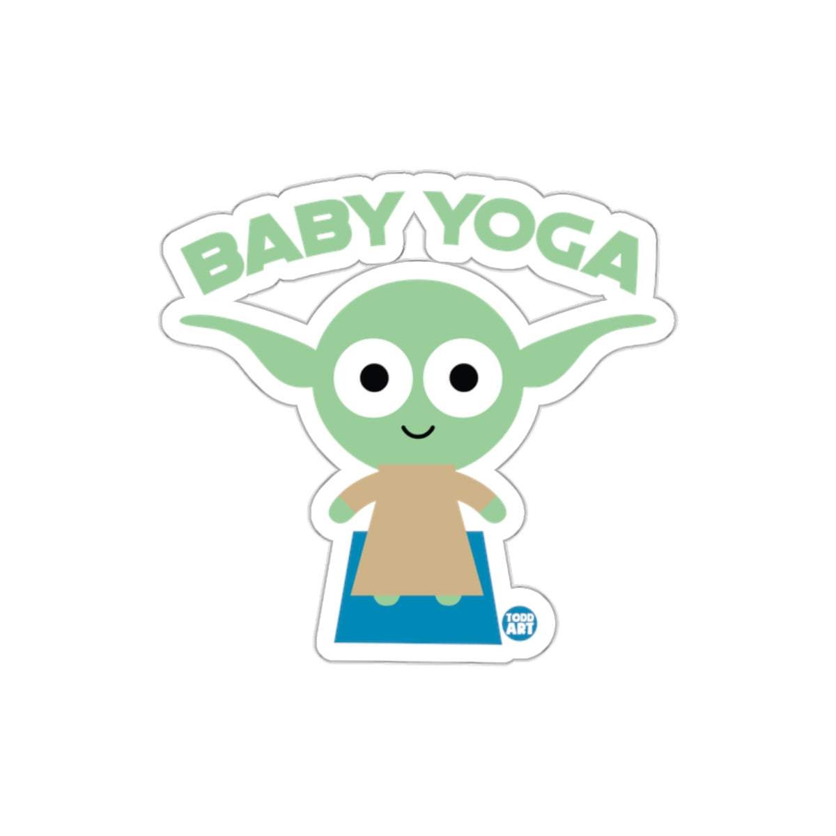 Baby Yoga Grogu on Mat Cute Cartoon Style Image sticker