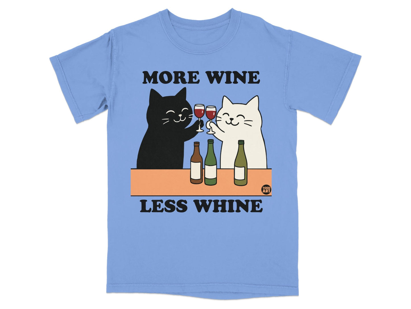 More Wine Less Whine Black and White Cats T-shirt