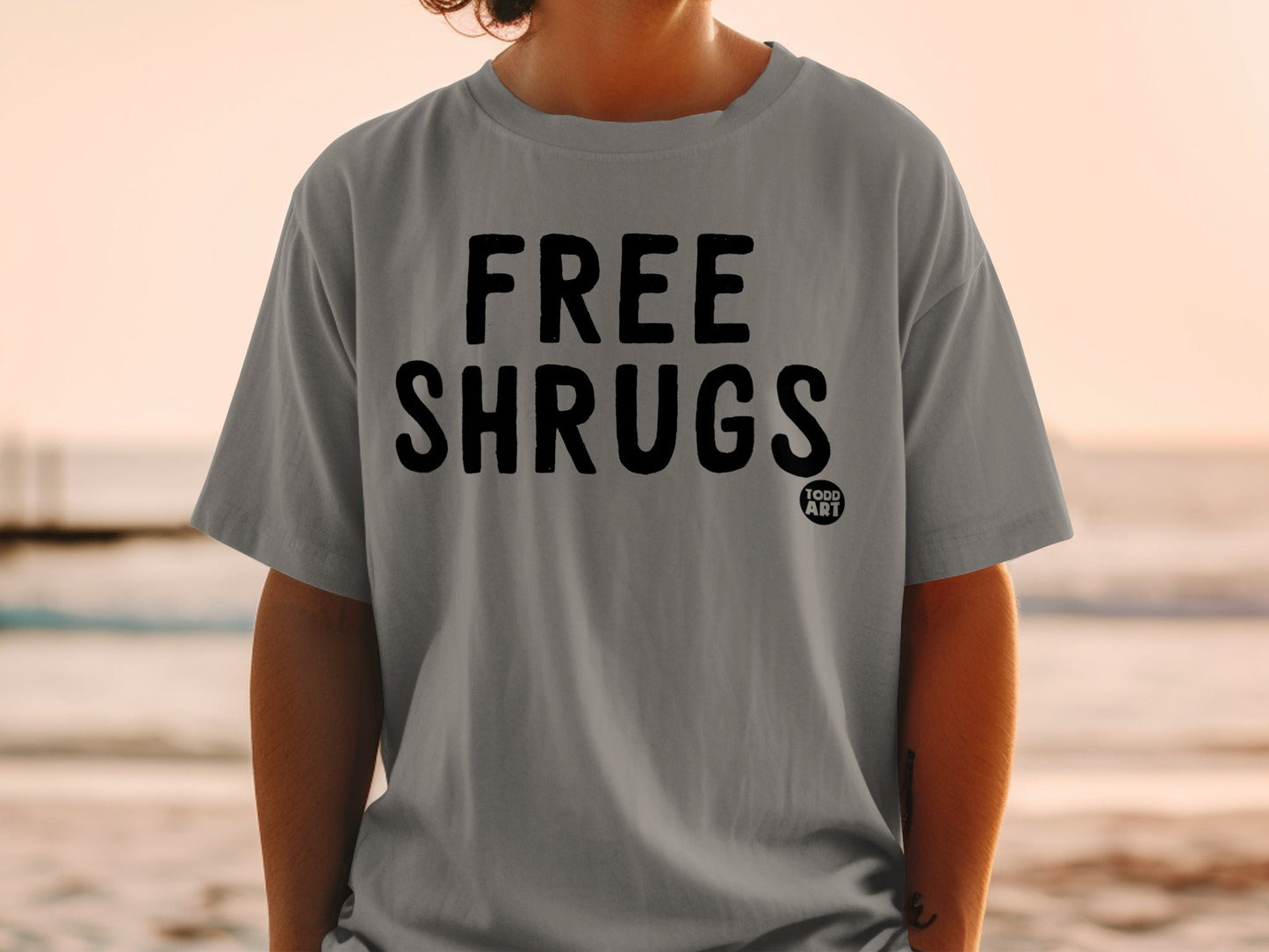 Funny Free Shrugs Todd Art Graphic Tee Shirt