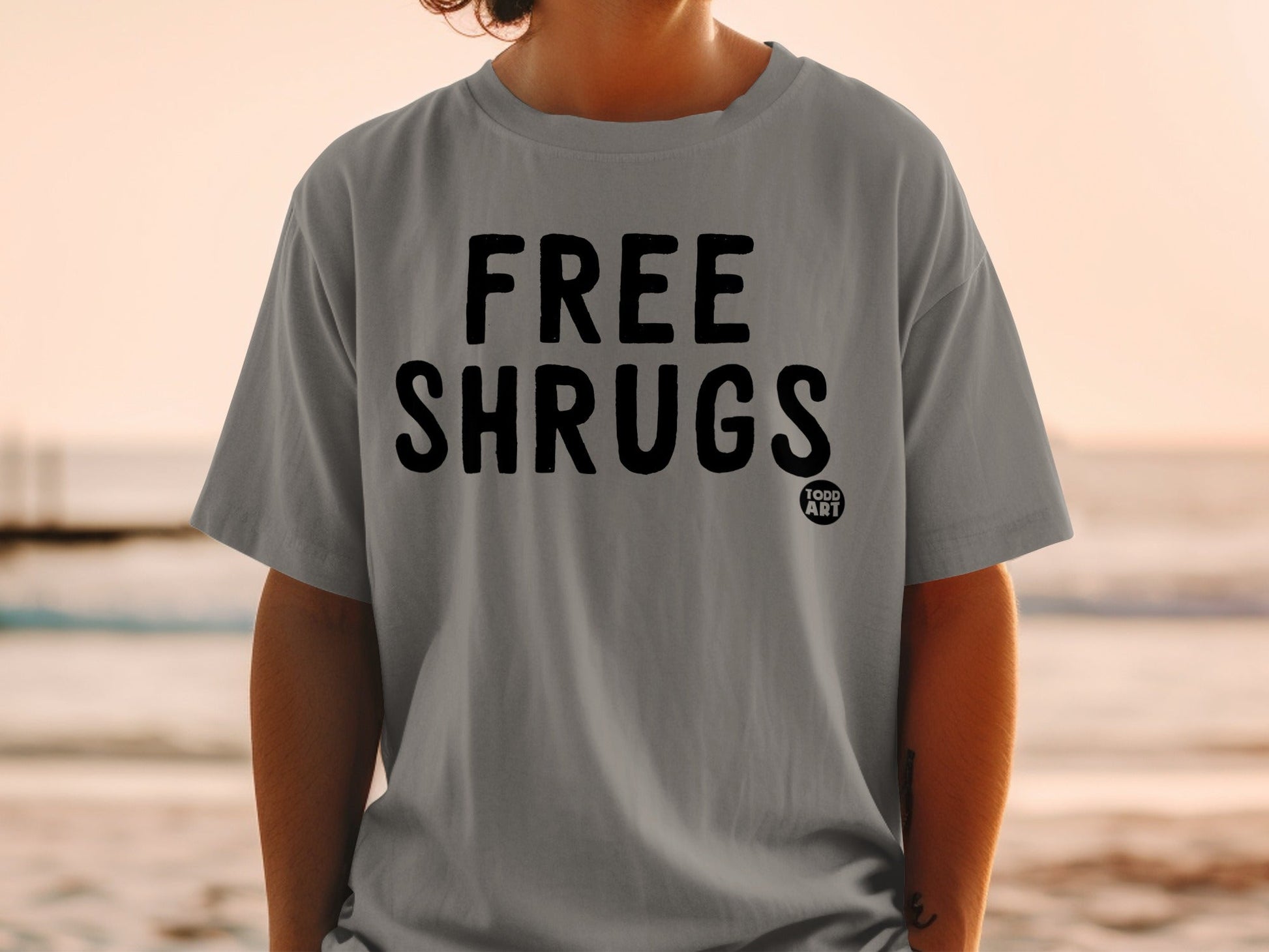 Funny Free Shrugs Todd Art Graphic Tee Shirt