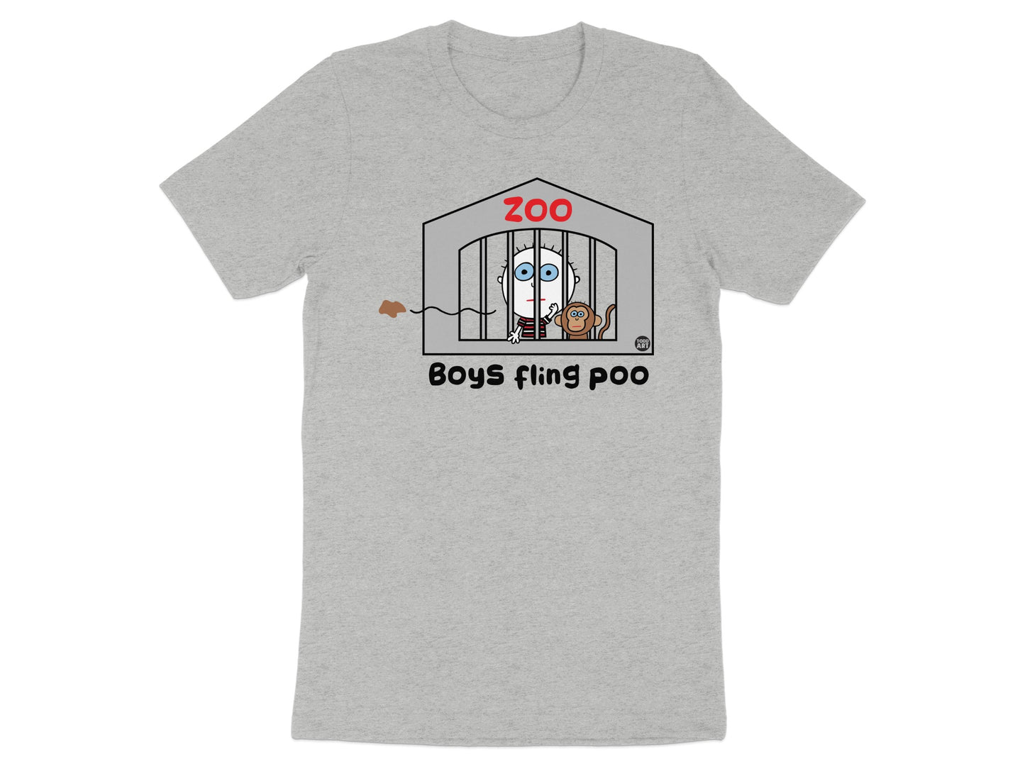 Zoo Boys Fling Poo Funny Graphic T-Shirt For Kids