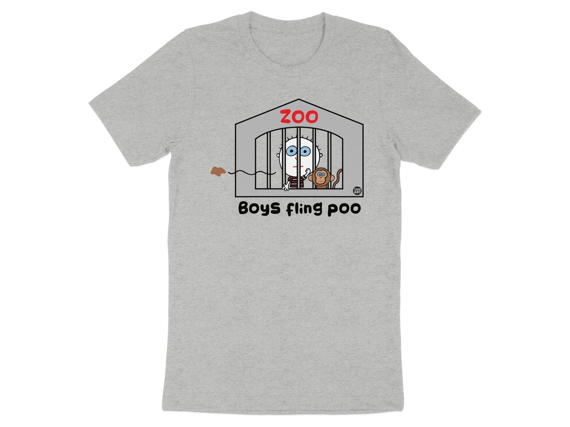 Zoo Boys Fling Poo Funny Graphic T-Shirt For Kids