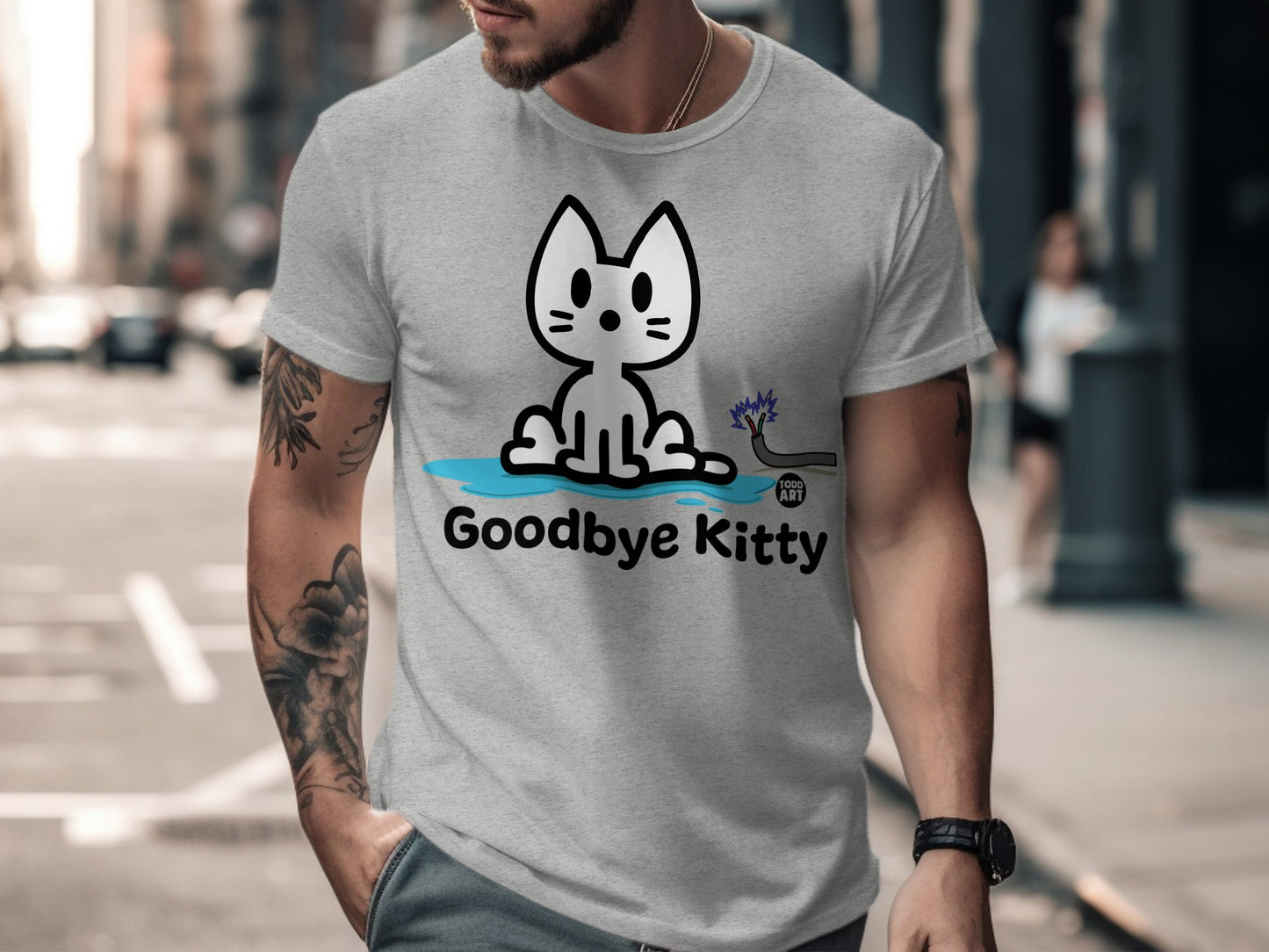 Goodbye Kitty Graphic Cat Design T-Shirt