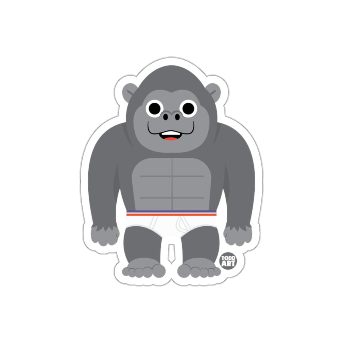 Cartoon Gorilla Character in Boxer Shorts Sticker