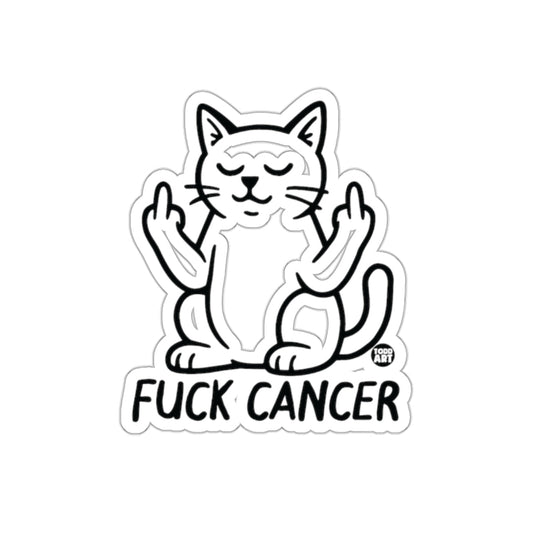 Fuck Cancer Cat Sticker with Double Middle Fingers
