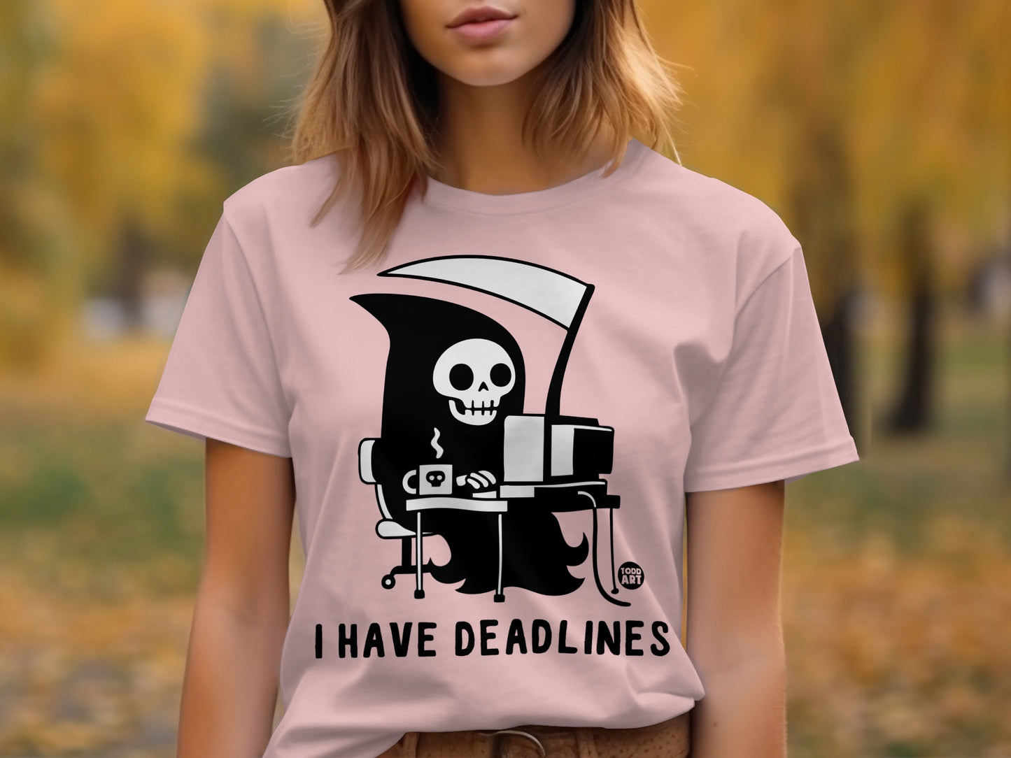 Skull with Scythe I Have Deadlines T-shirt