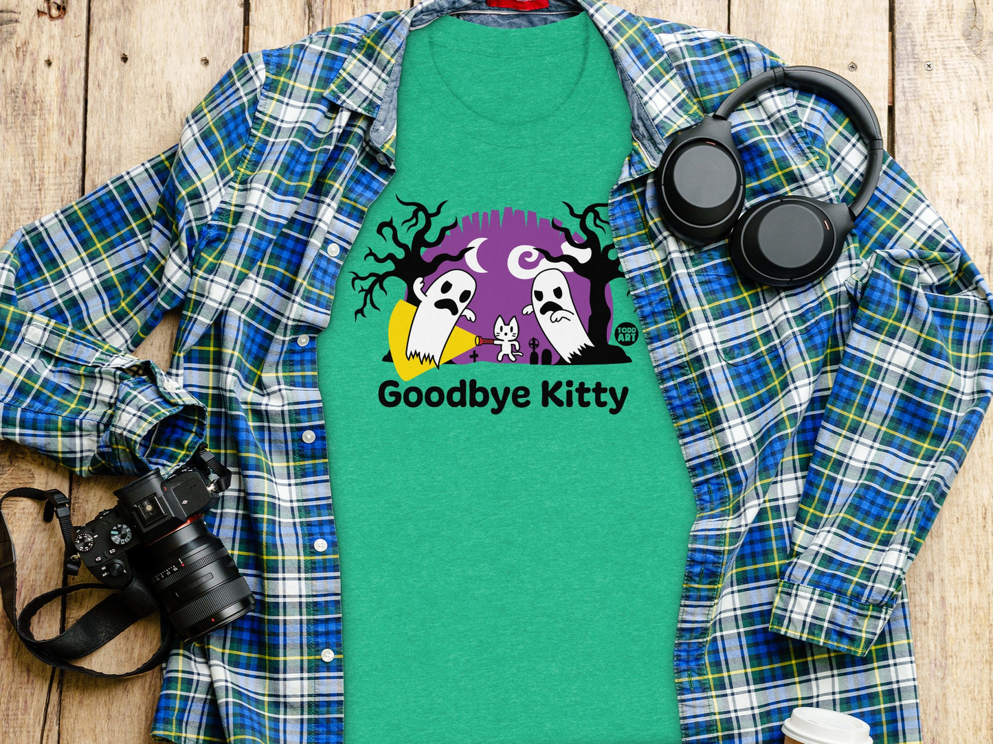 Goodbye Kitty Halloween Themed Graphic T-shirt