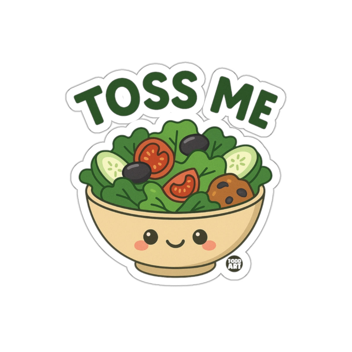 Toss Me Cute Salad Bowl Sticker Fun Design Sticker