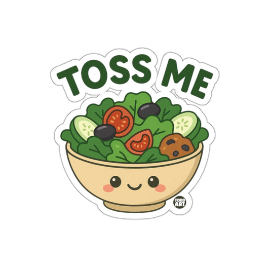Toss Me Cute Salad Bowl Sticker Fun Design Sticker