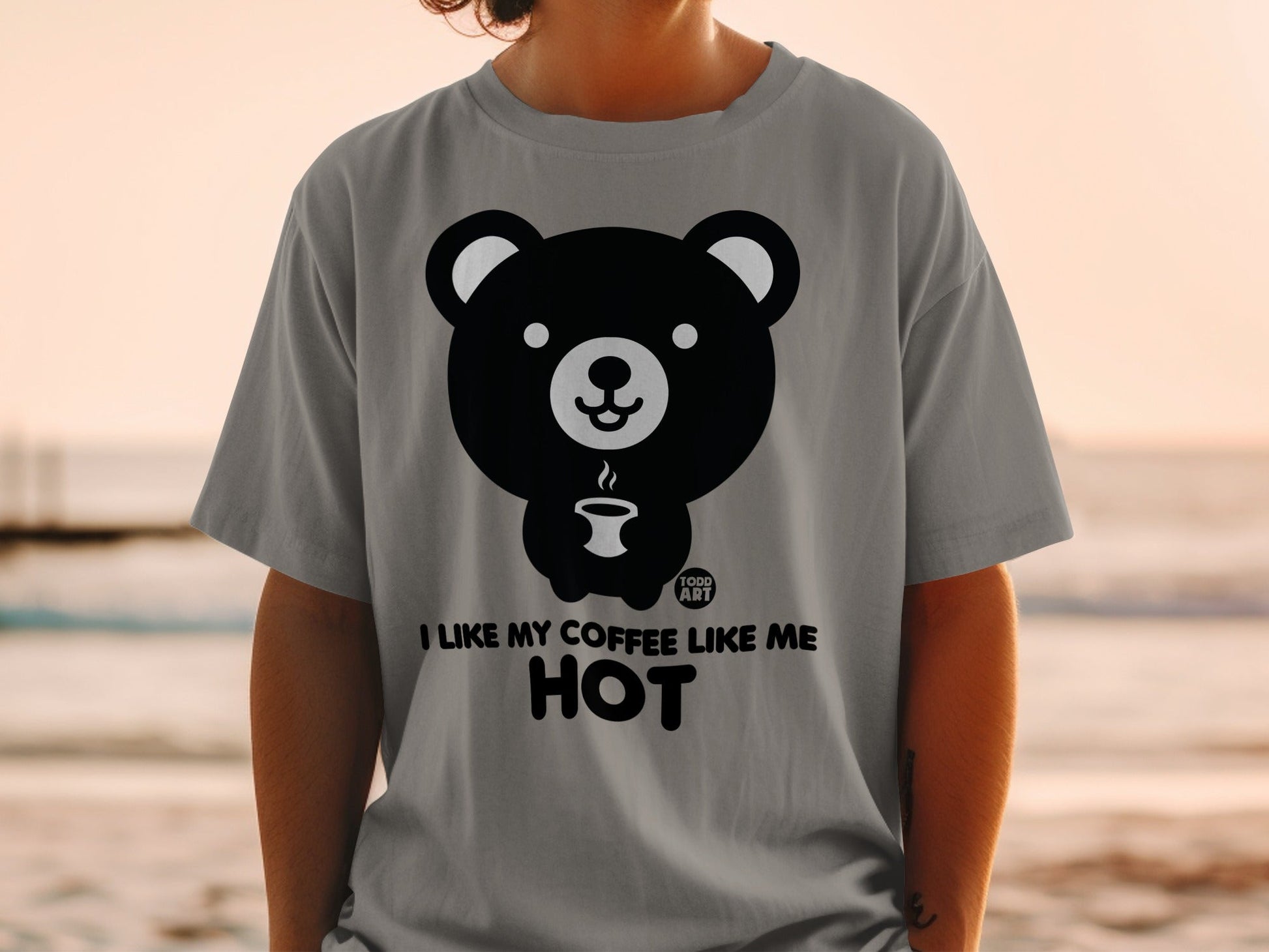 I Like My Coffee Like Me Hot Funny Bear T-shirt