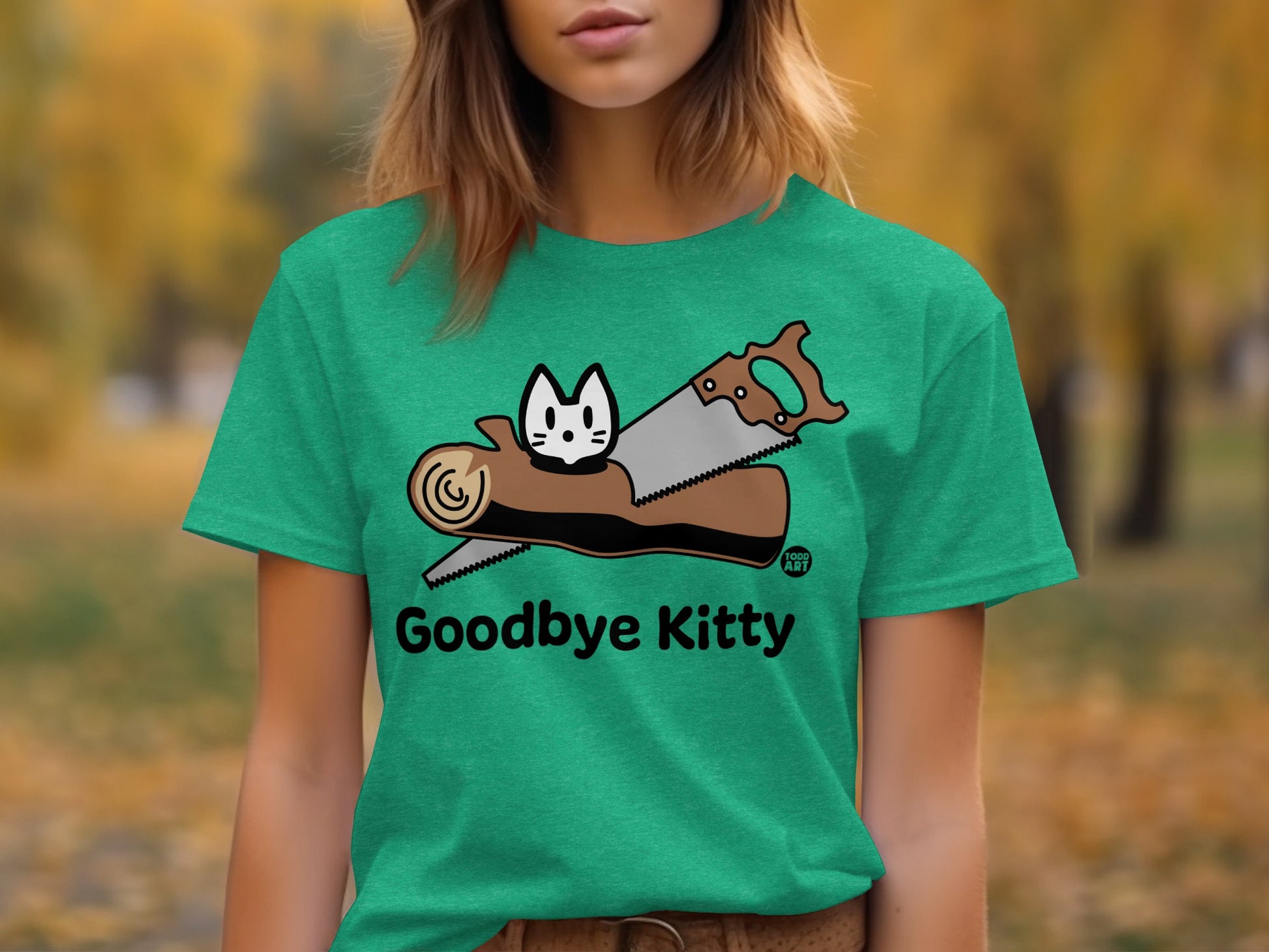 Goodbye Kitty Green T-Shirt Halloween Theme