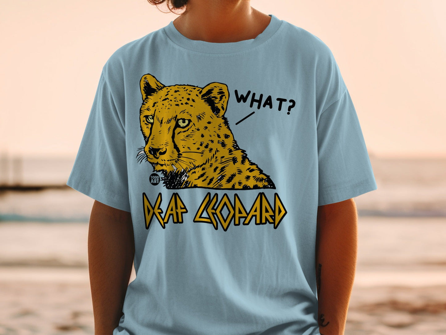 Deaf Leopard What? Graphic T-Shirt Fashion Apparel
