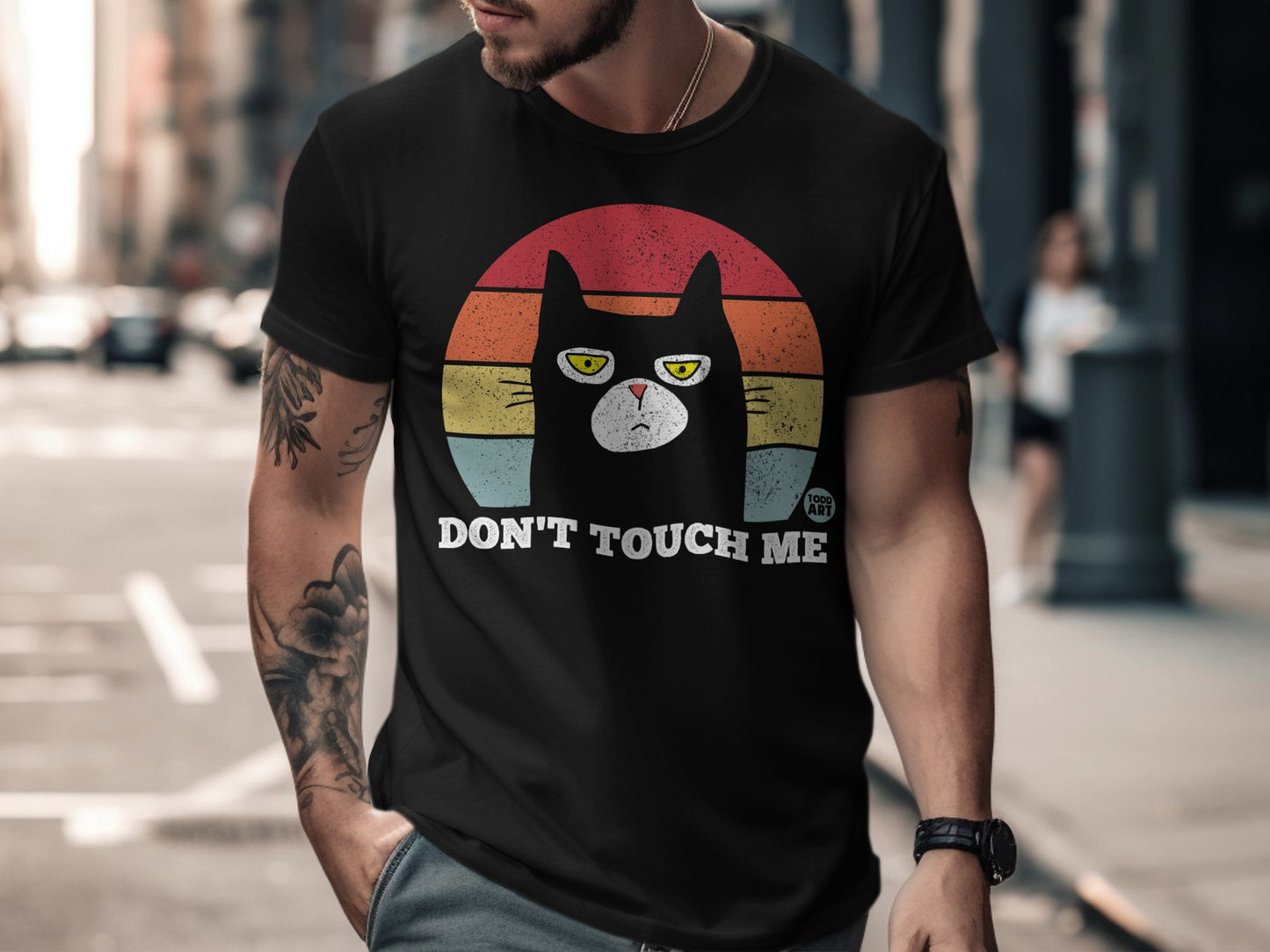 Don't Touch Me Grumpy Cat Retro Graphic T-Shirt