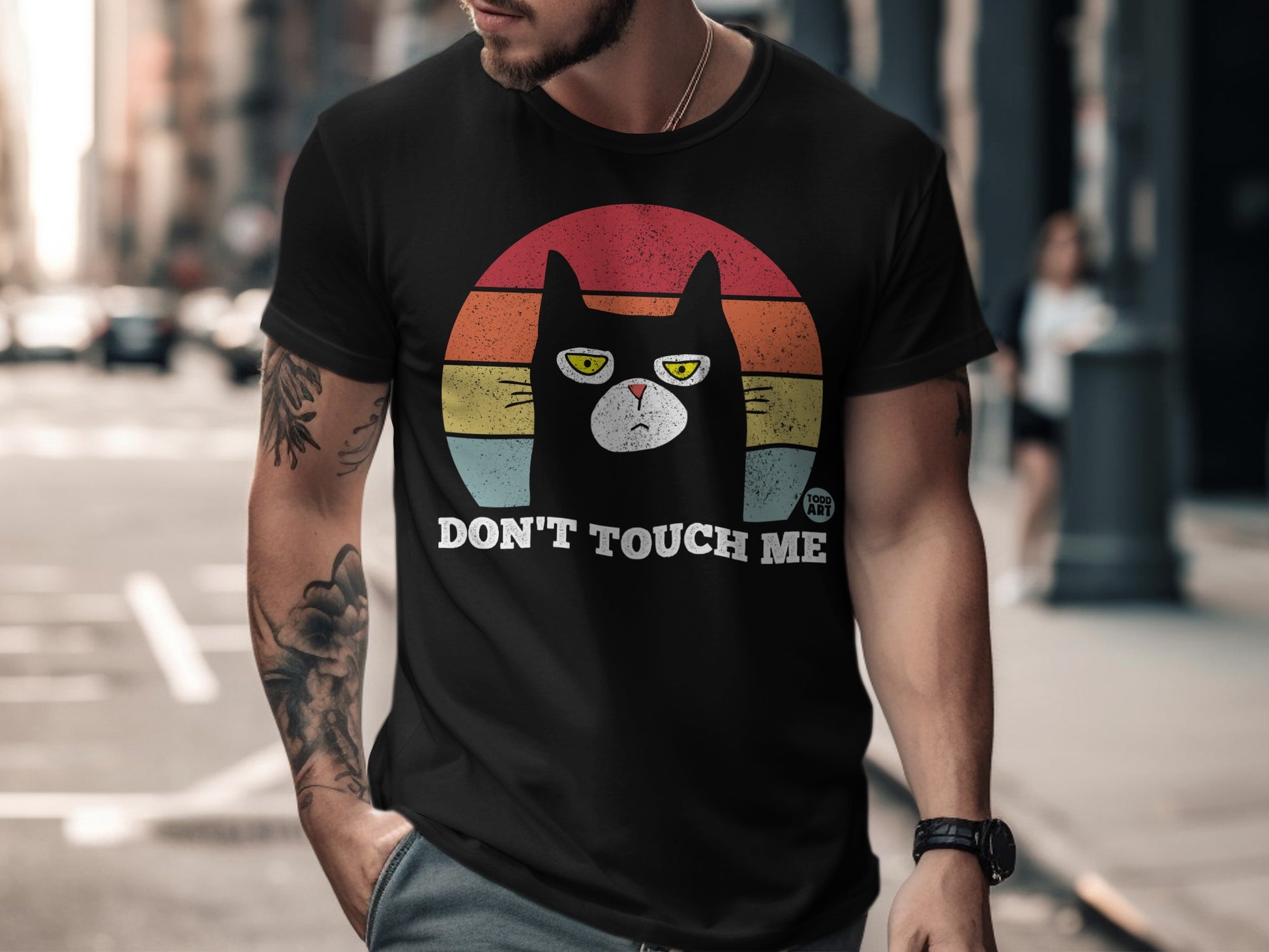 Don't Touch Me Grumpy Cat Retro Graphic T-Shirt