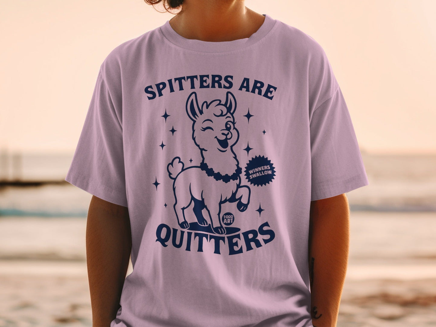 Spitters Are Quitters Funny Cartoon Llama T-shirt