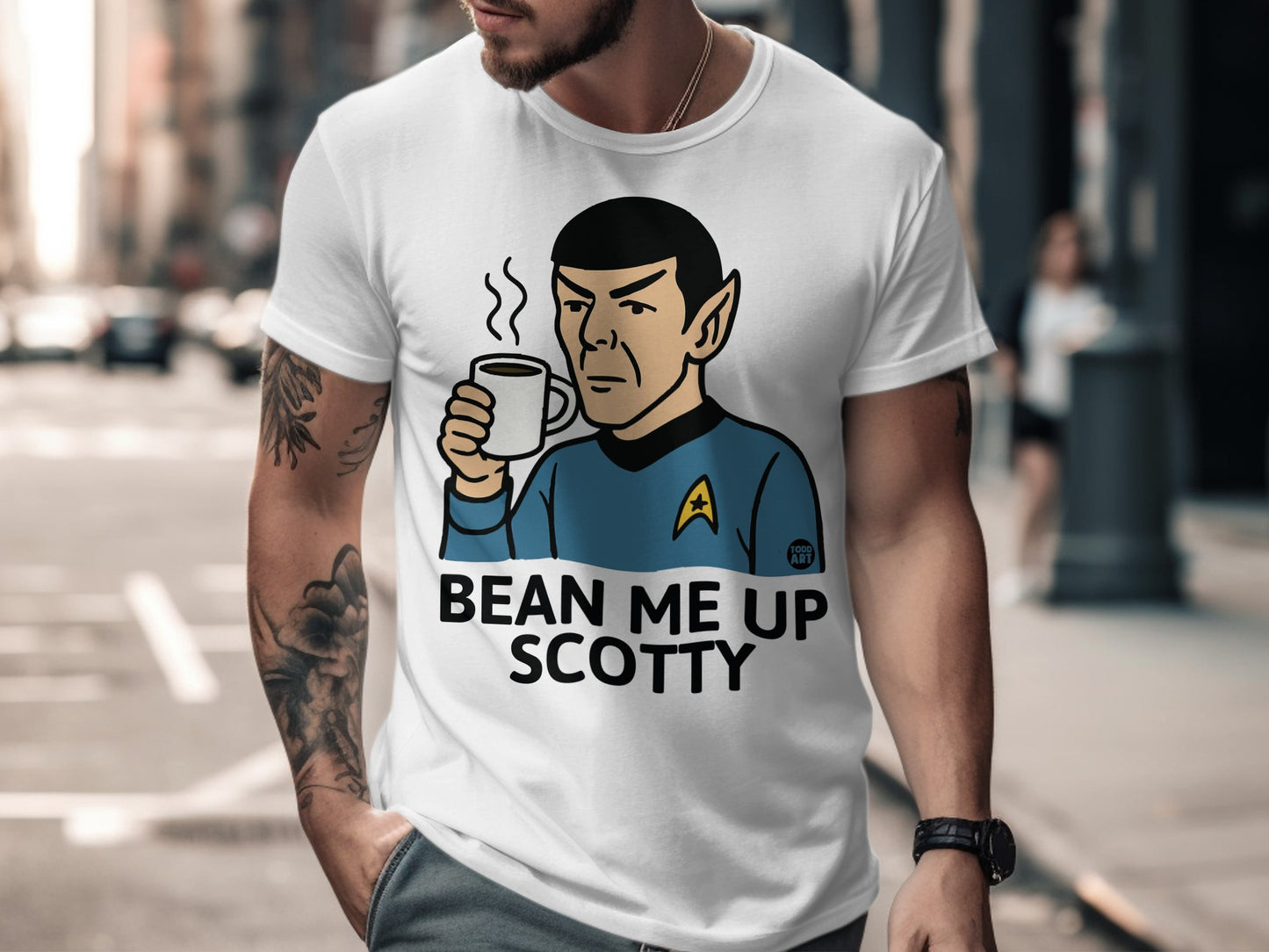 Bean Me Up Scotty Graphic Tee for Sci-Fi Fans