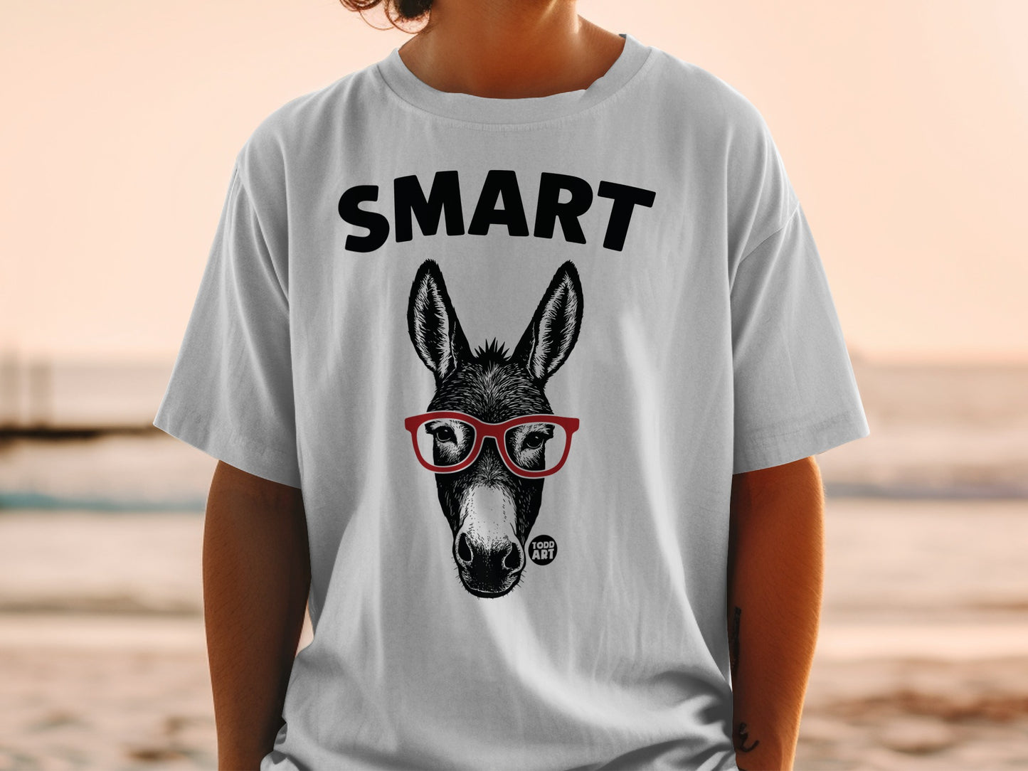 SMART Donkey With Glasses Graphic Tee Shirt