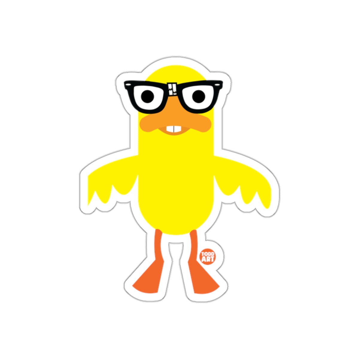 Cartoon Yellow Chicken Wearing Glasses Sticker Graphic