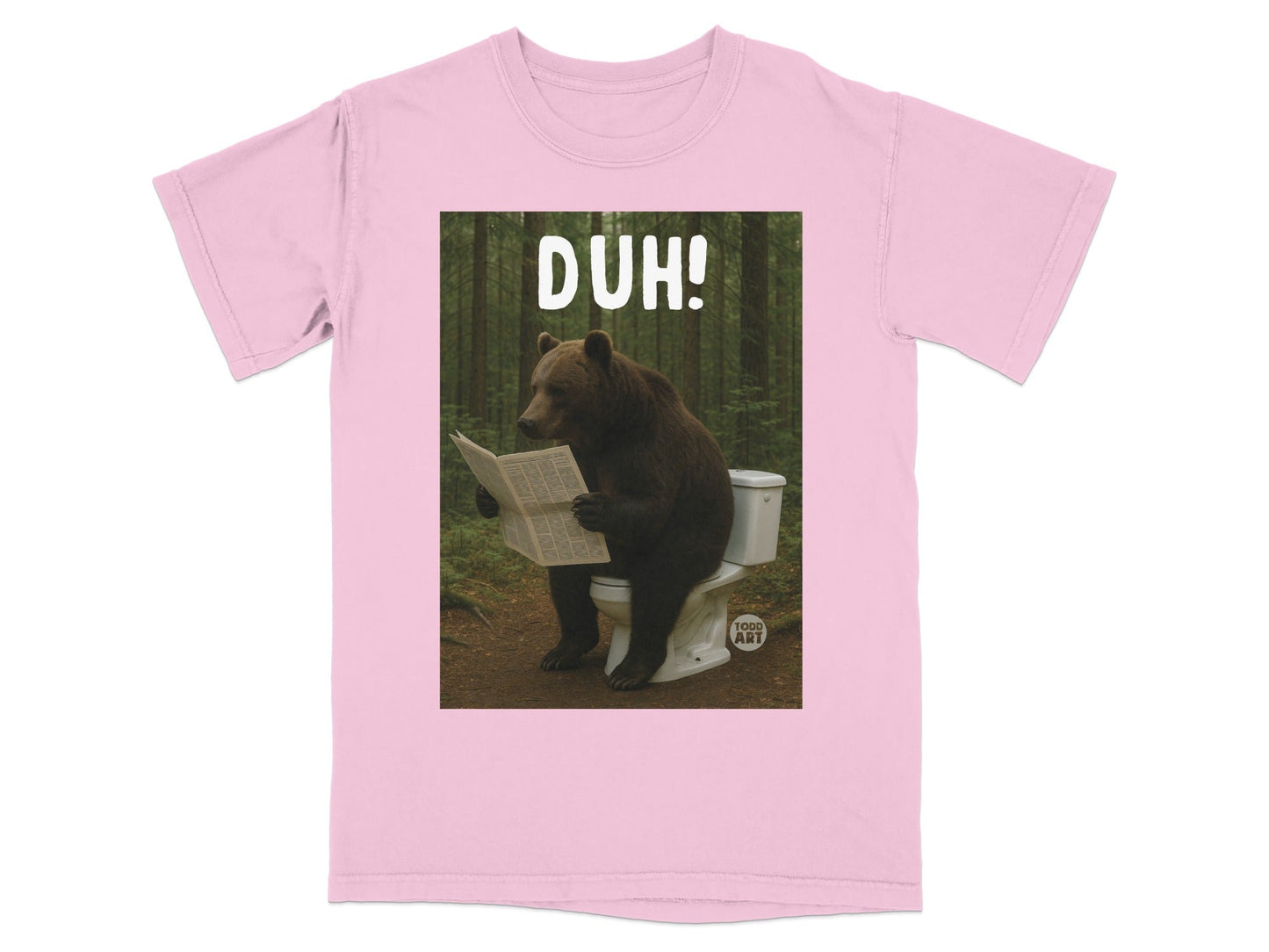 Funny Bear on Toilet with Newspaper Graphic T-Shirt