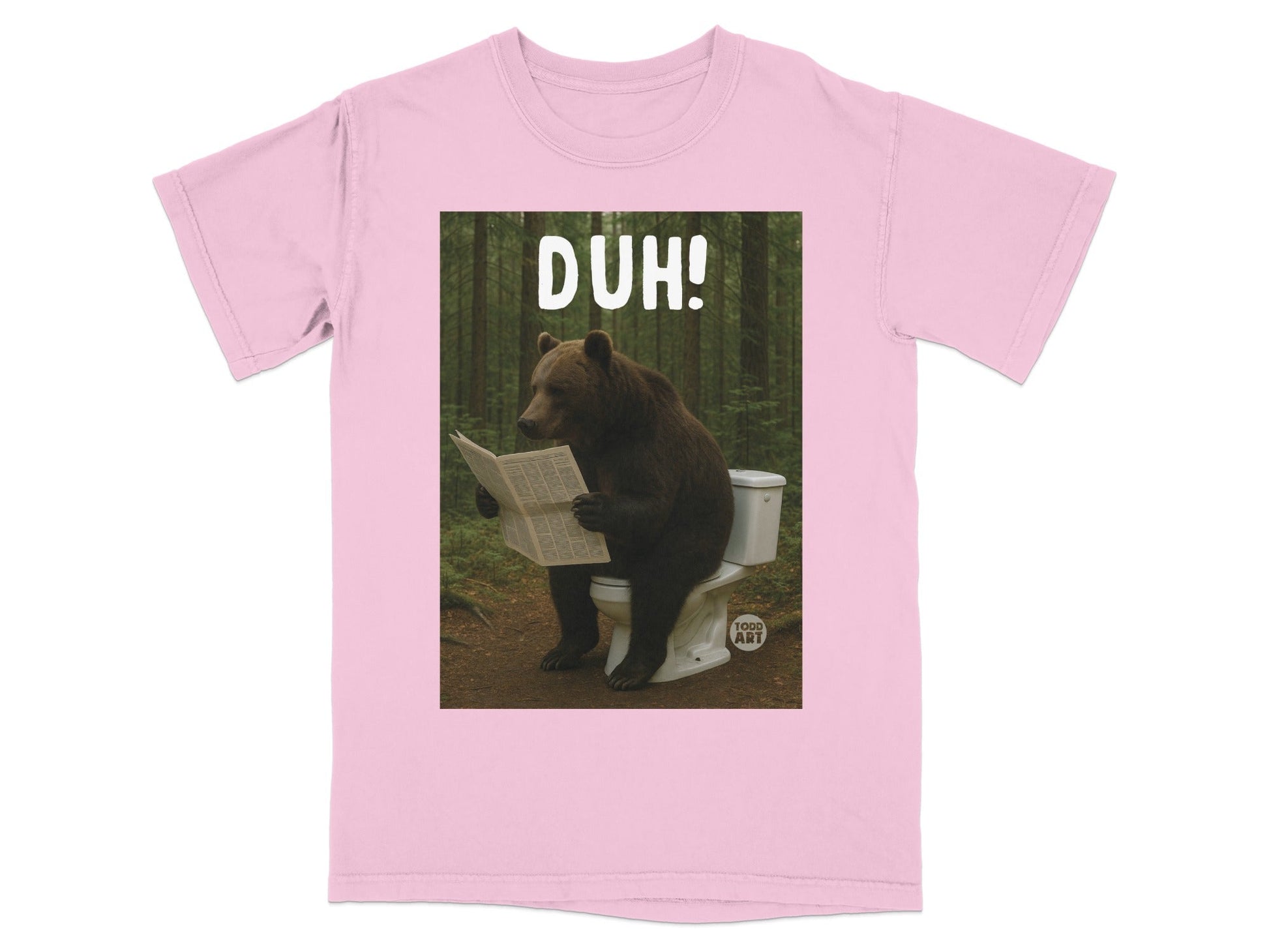 Funny Bear on Toilet with Newspaper Graphic T-Shirt