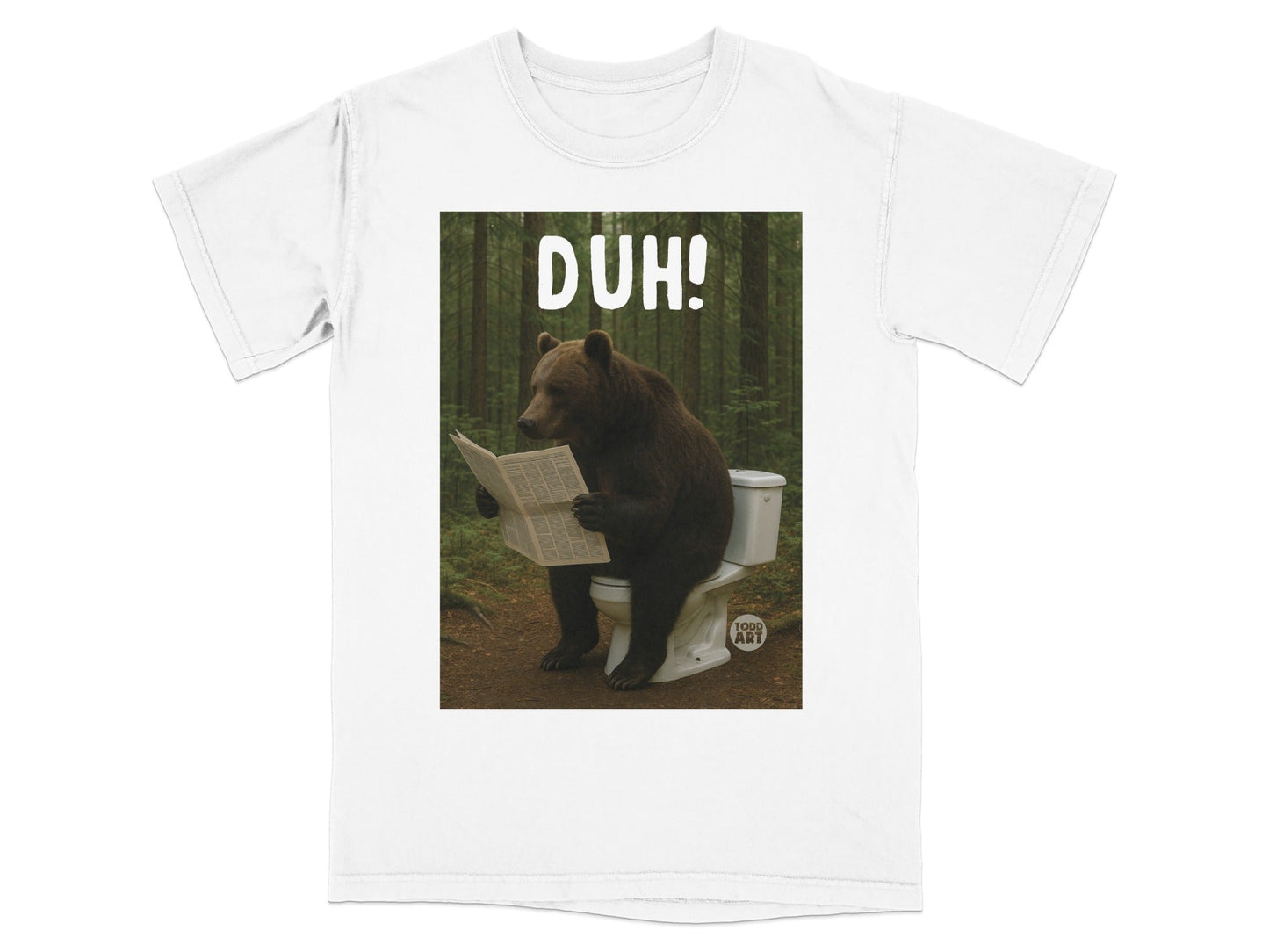 Bear Reading Newspaper on Toilet Graphic T-Shirt
