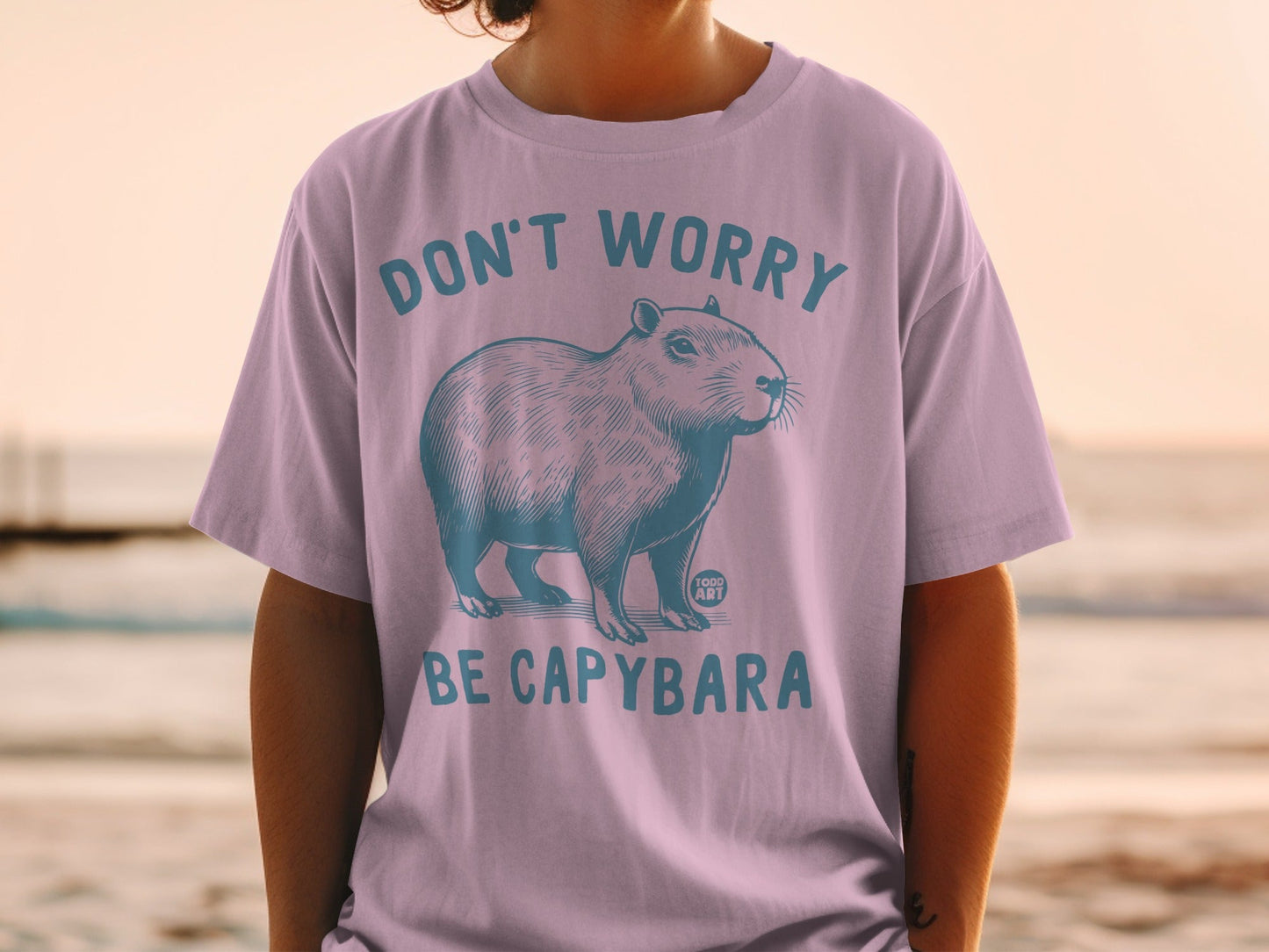 Don't Worry Be Capybara Graphic Tee Shirt