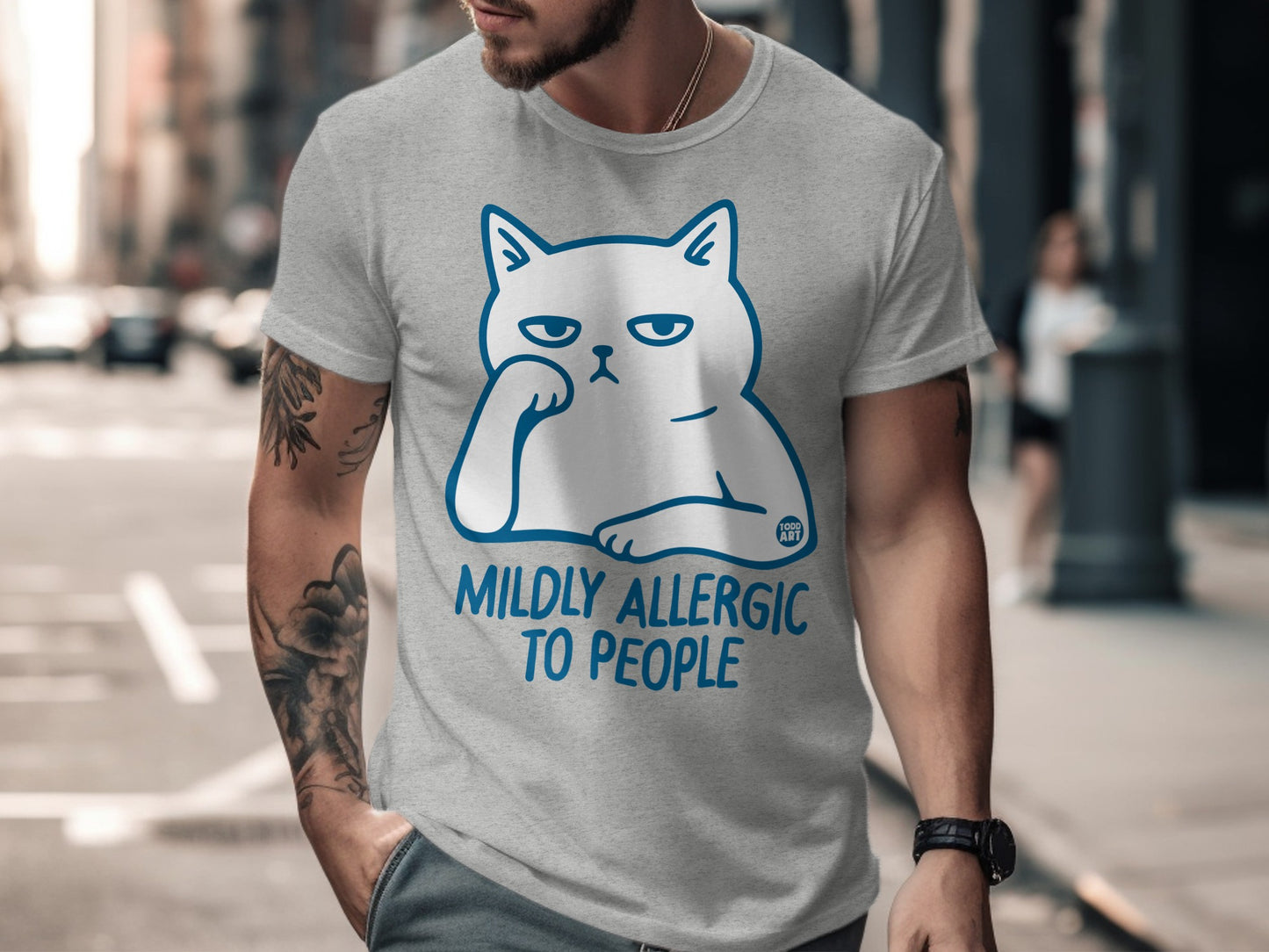 Mildly Allergic to People Funny Cat T-Shirt