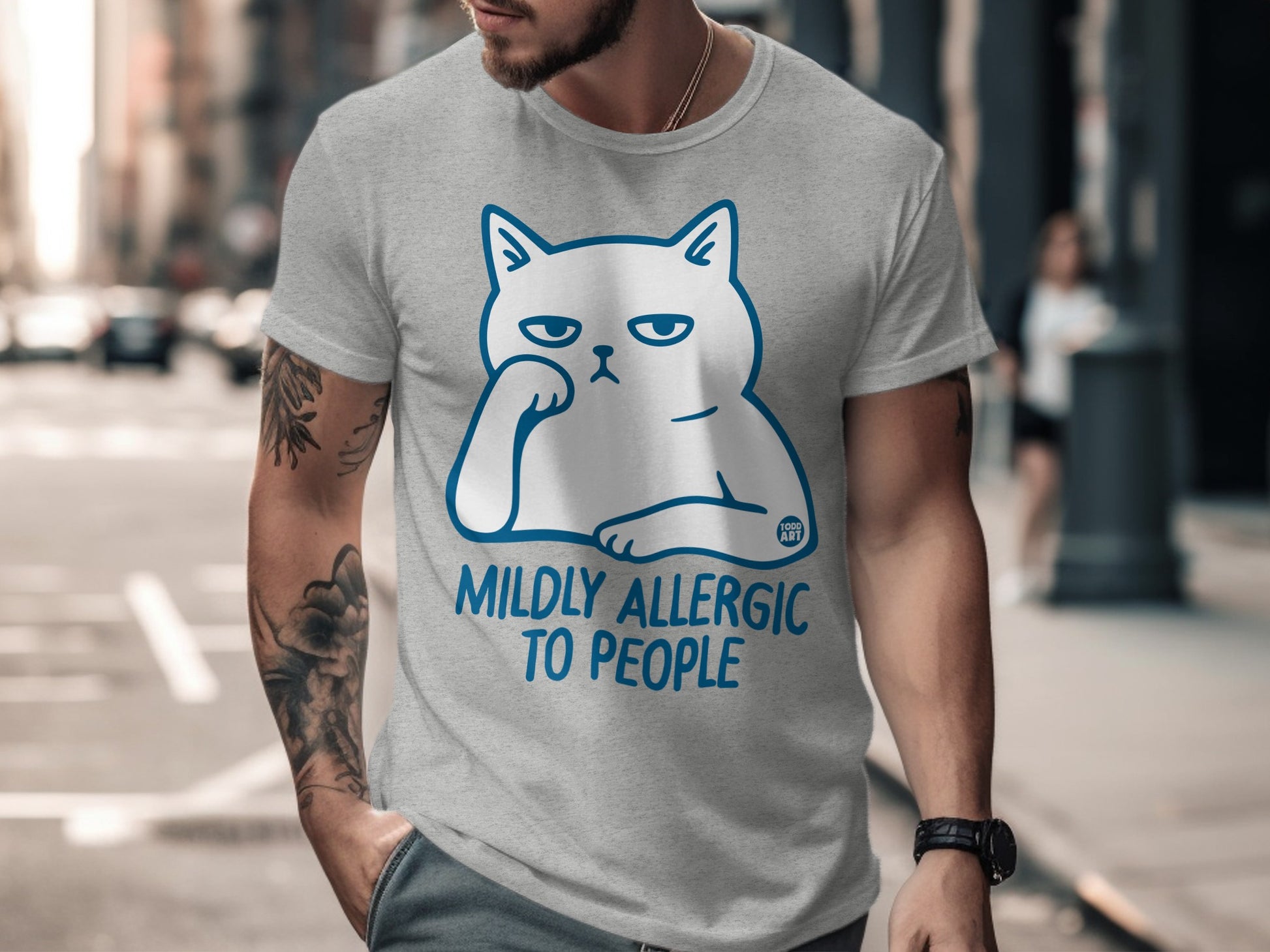 Mildly Allergic to People Funny Cat T-Shirt