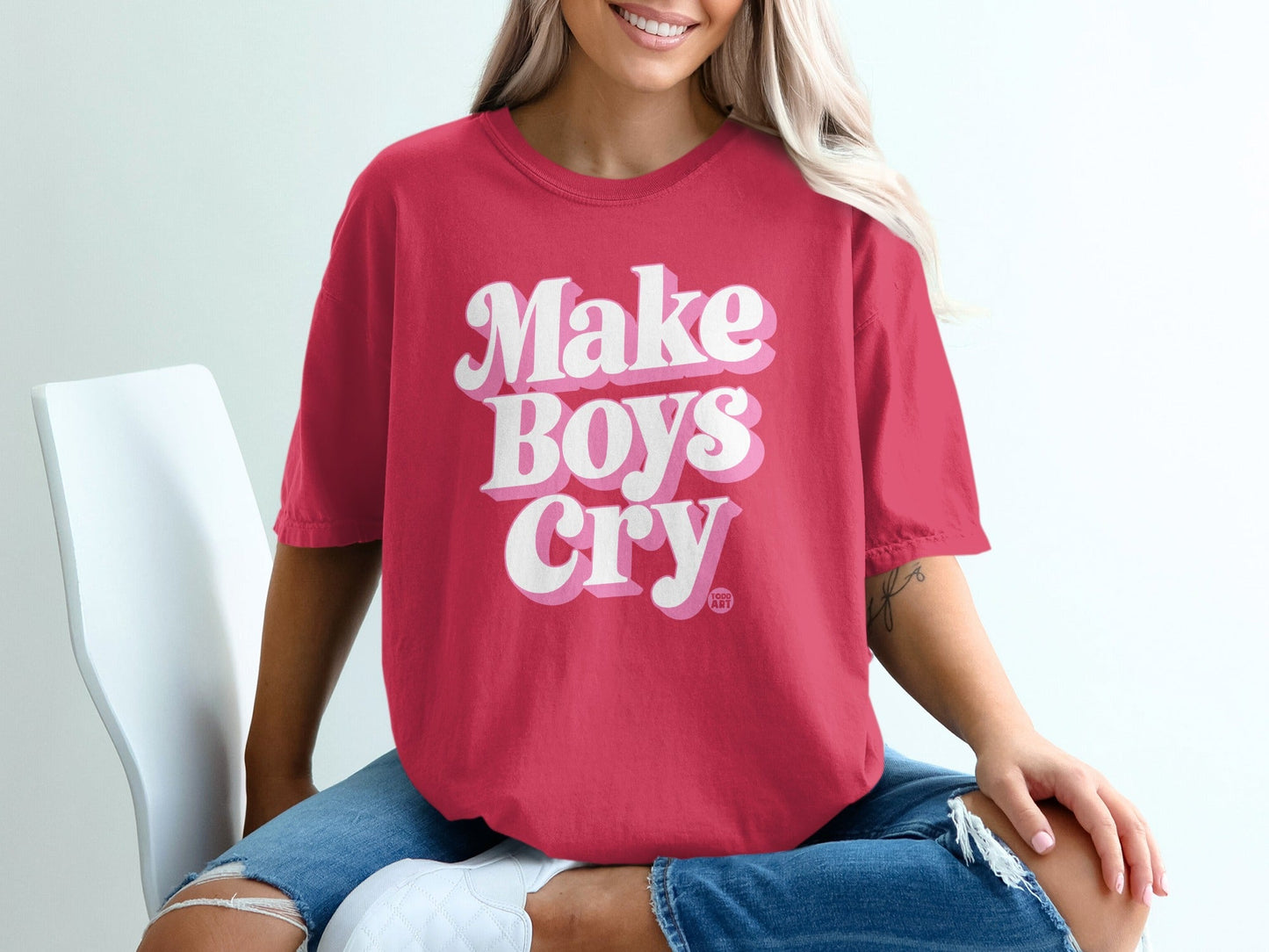 Stylish Pink Make Boys Cry Statement Shirt