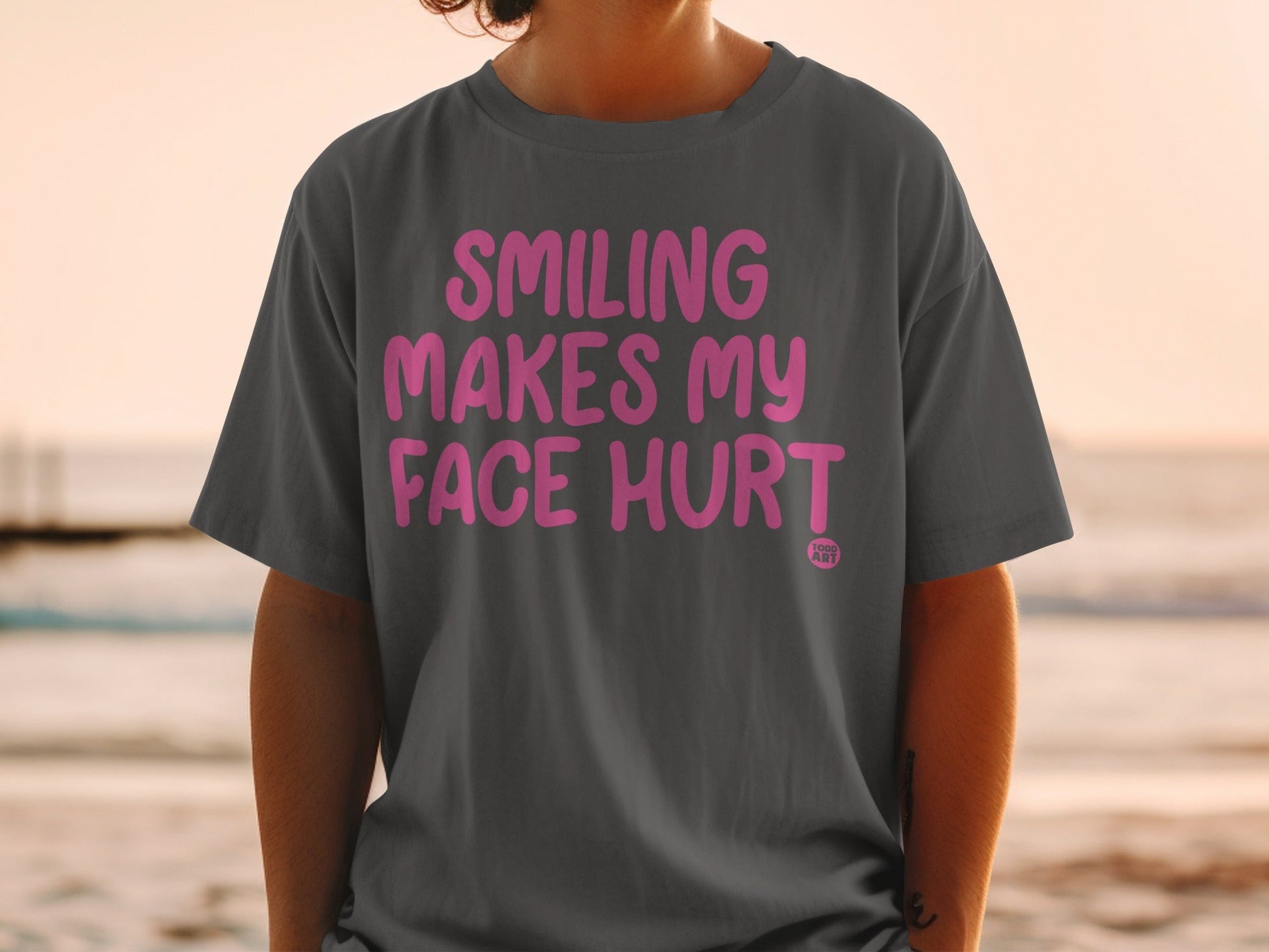 Smiling Makes My Face Hurt Relaxed Fit Tee Shirt