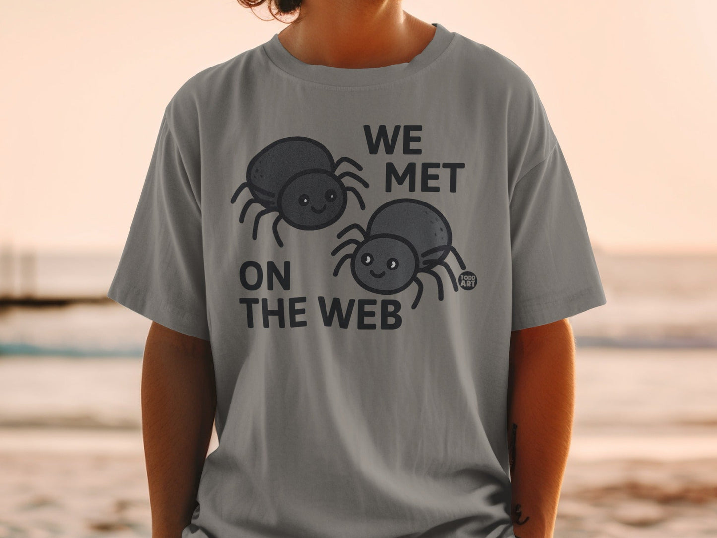 We Met On The Web Cute Spider Graphic Tee shirt