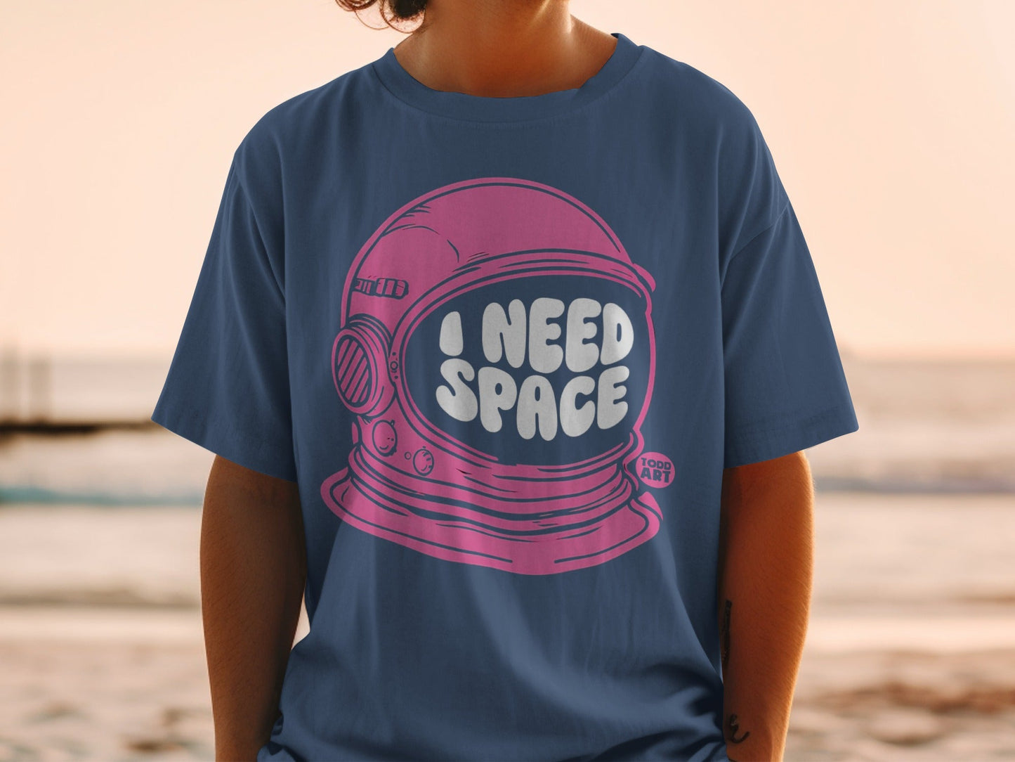 I Need Space Astronaut Helmet Graphic T-shirt