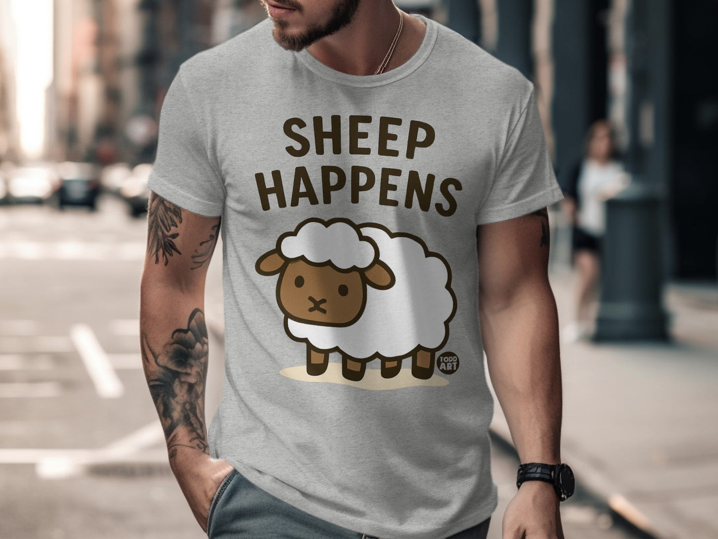 Sheep Happens Funny Graphic T-Shirt Product