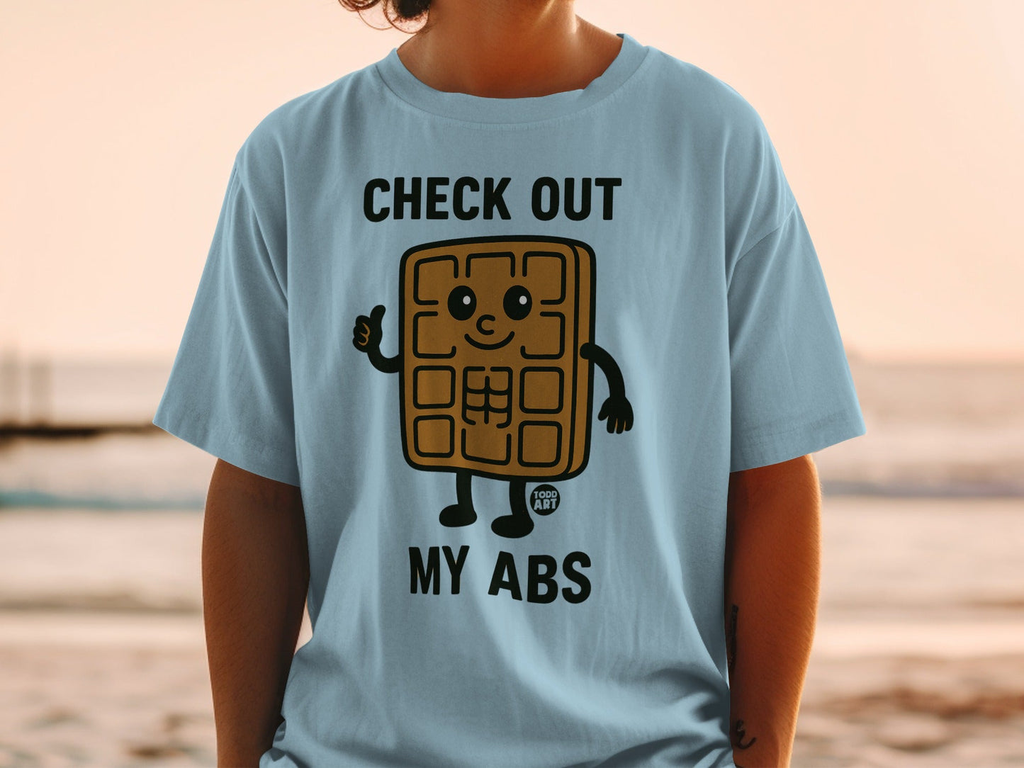 Check Out My Abs Waffle Character Graphic Shirt