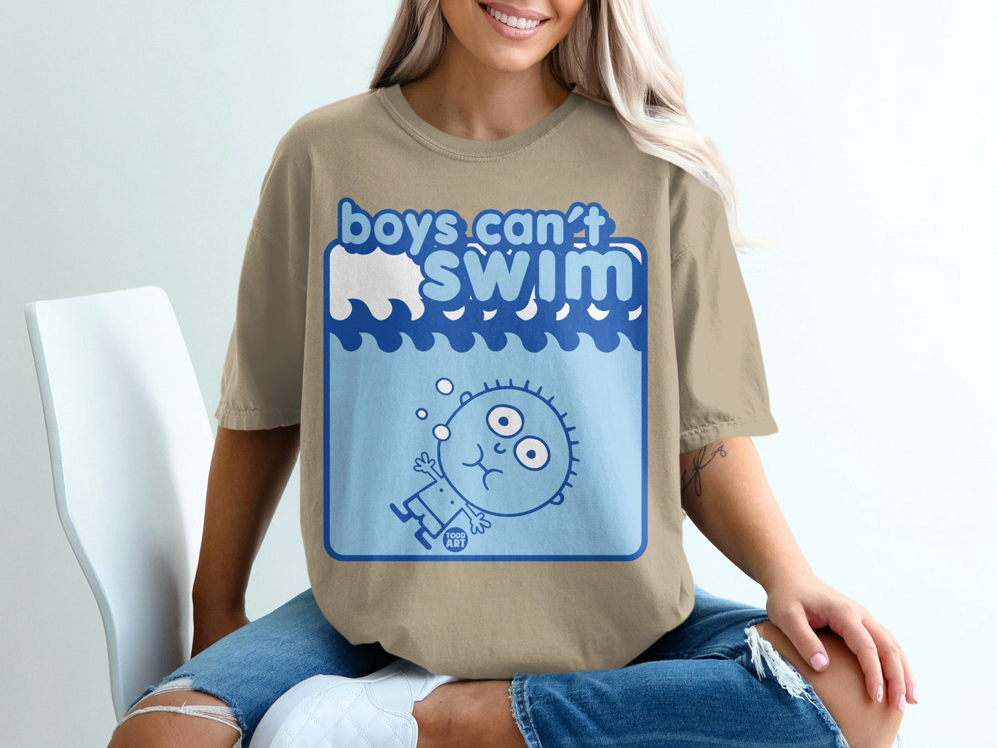 Boys Can't Swim Cartoon Graphic Tee