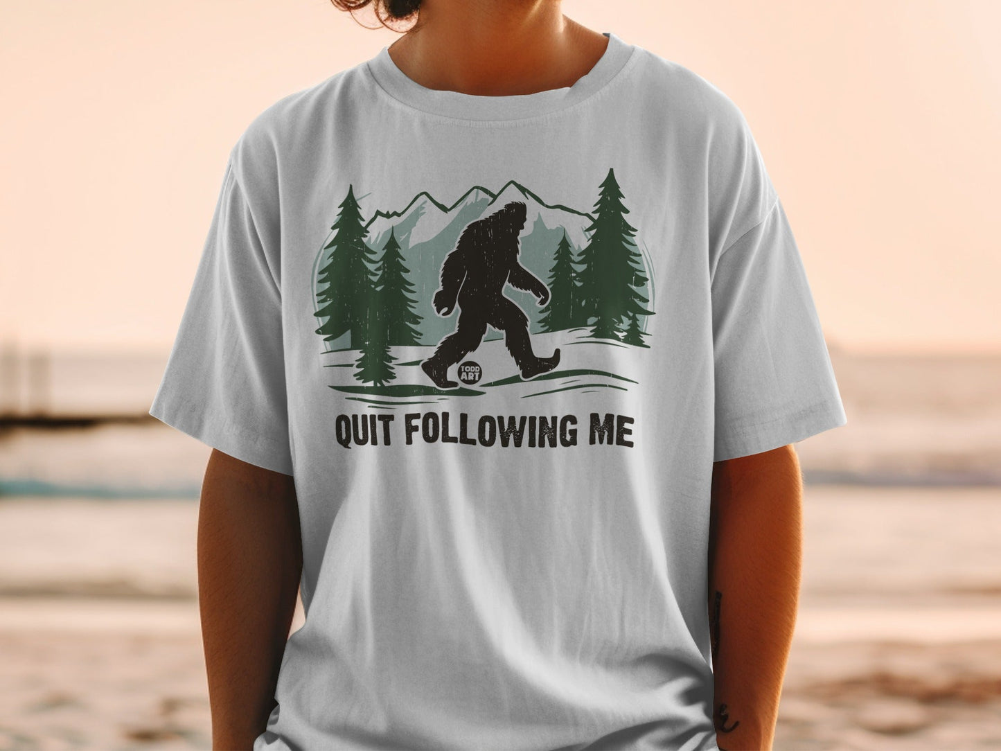Quit Following Me Bigfoot Graphic T-Shirt