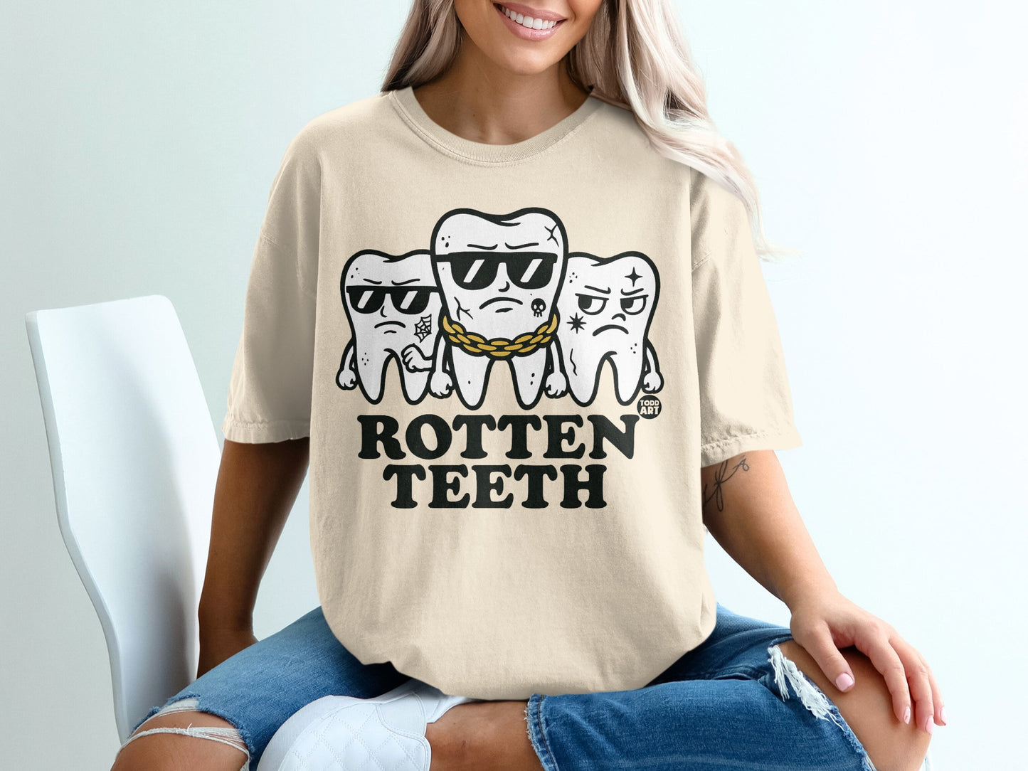 Rotten Teeth Funny Dental Character T-shirt product type