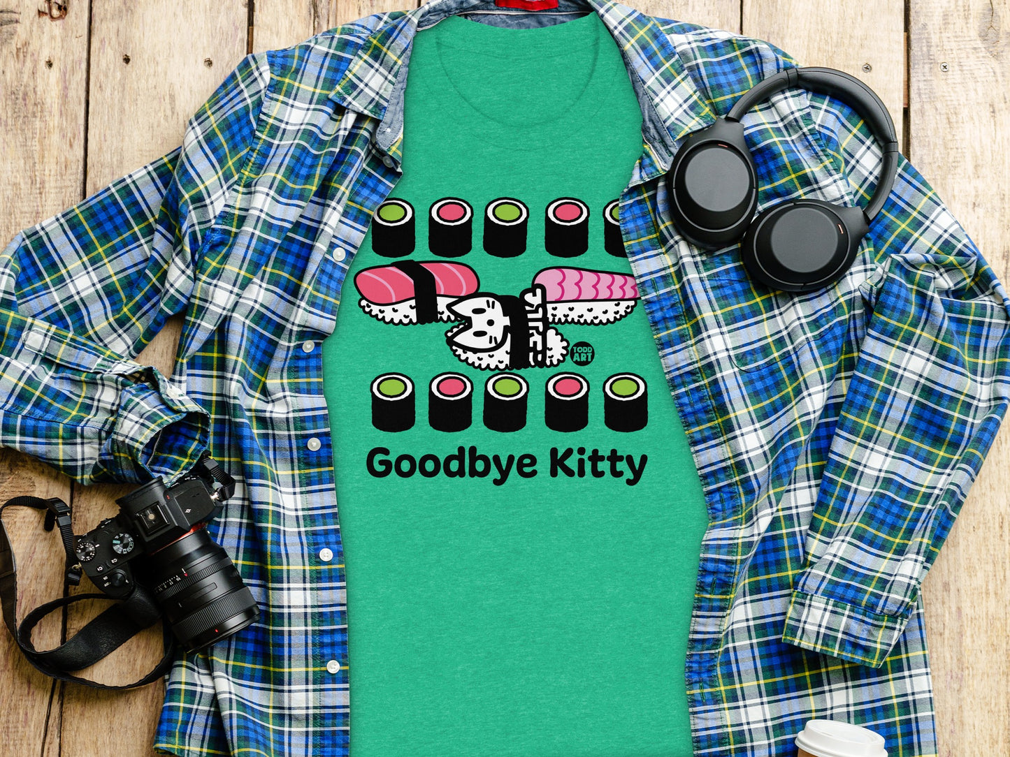 Goodbye Kitty Sushi Graphic Printed T-Shirt