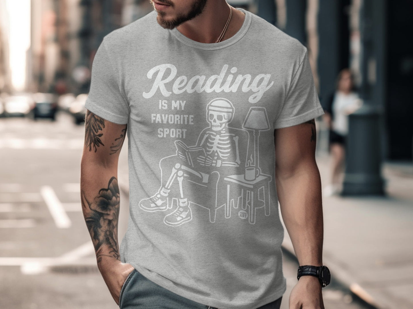 Reading Is My Favorite Sport Skeleton T-Shirt