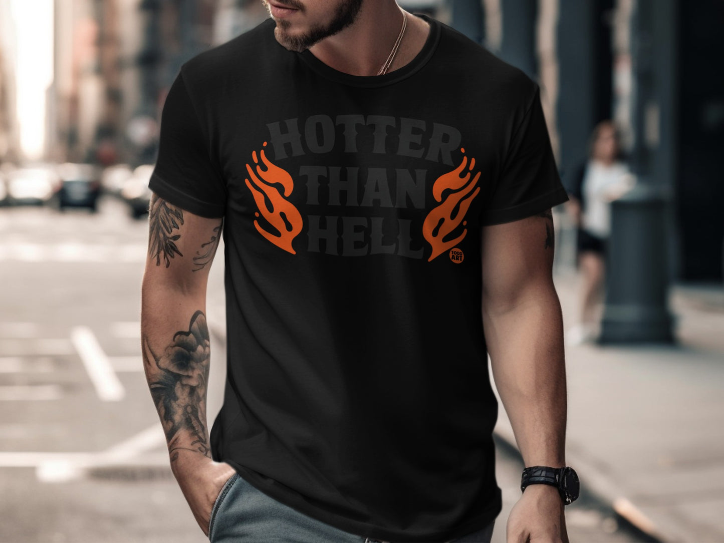 Hotter Than Hell Graphic Tee with Flame Design on Shop