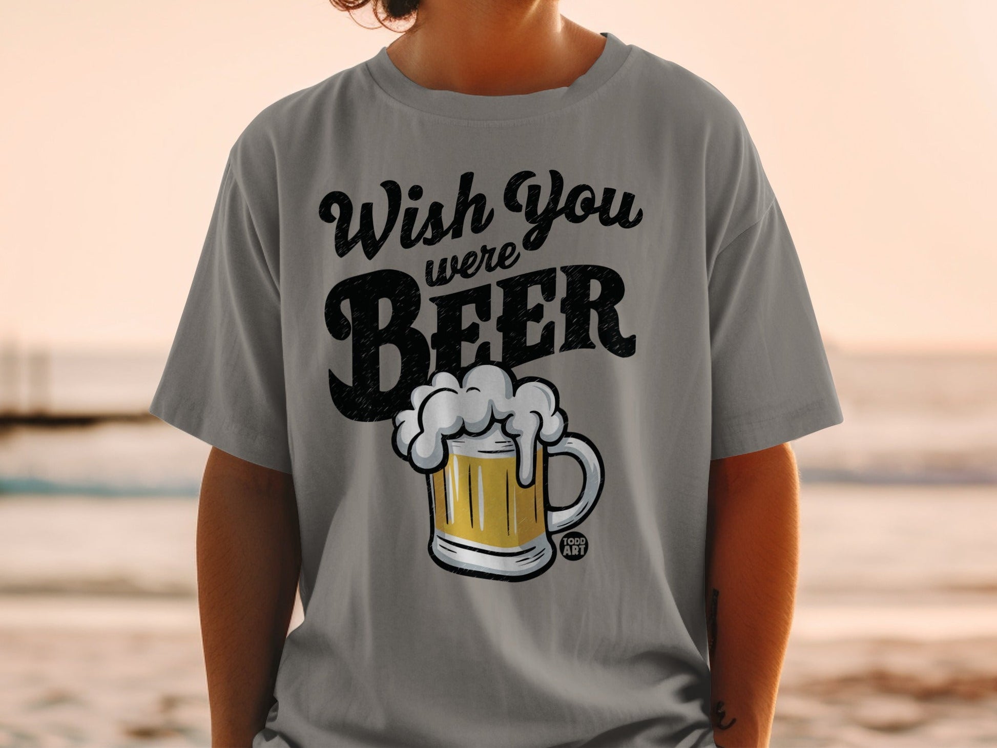 Wish You Were Beer Graphic T-Shirt for Casual Wear