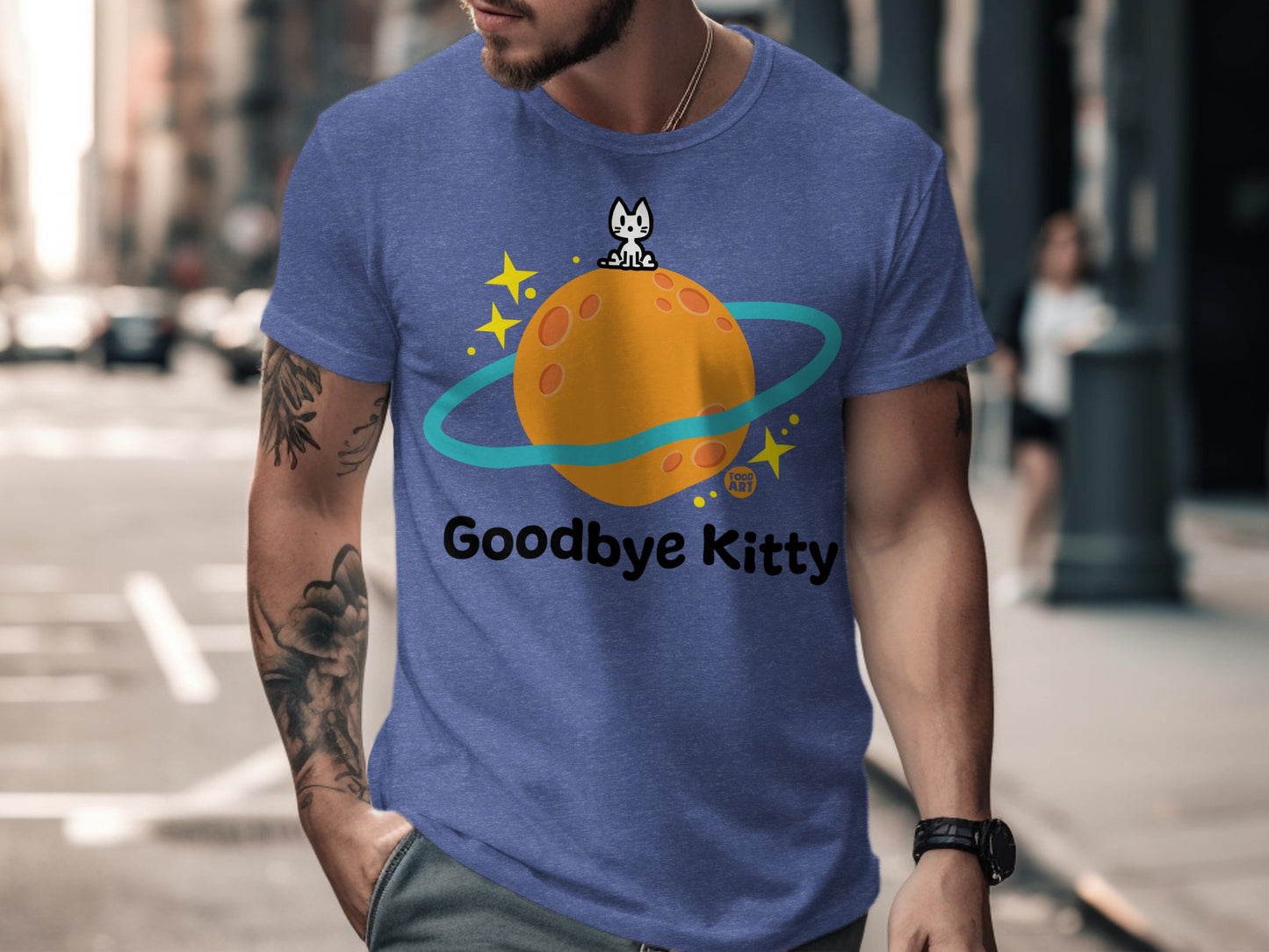 Goodbye Kitty Planet Graphic Casual T-shirt