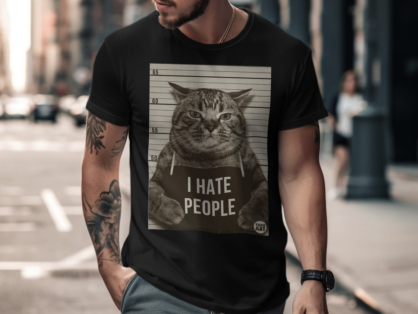 Funny Cat Mugshot I Hate People Shirt for Pet Lovers