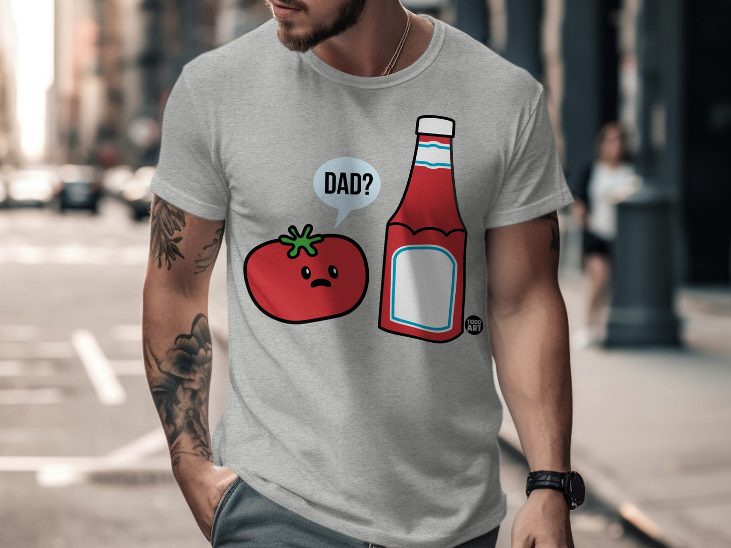 Funny Tomato and Ketchup Dad Graphic T-Shirt