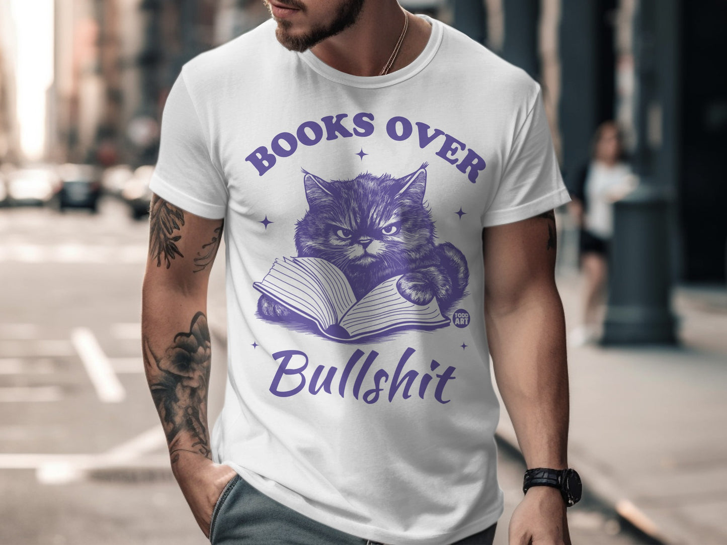 Books Over Bullshit Cat Lover's Graphic Tee