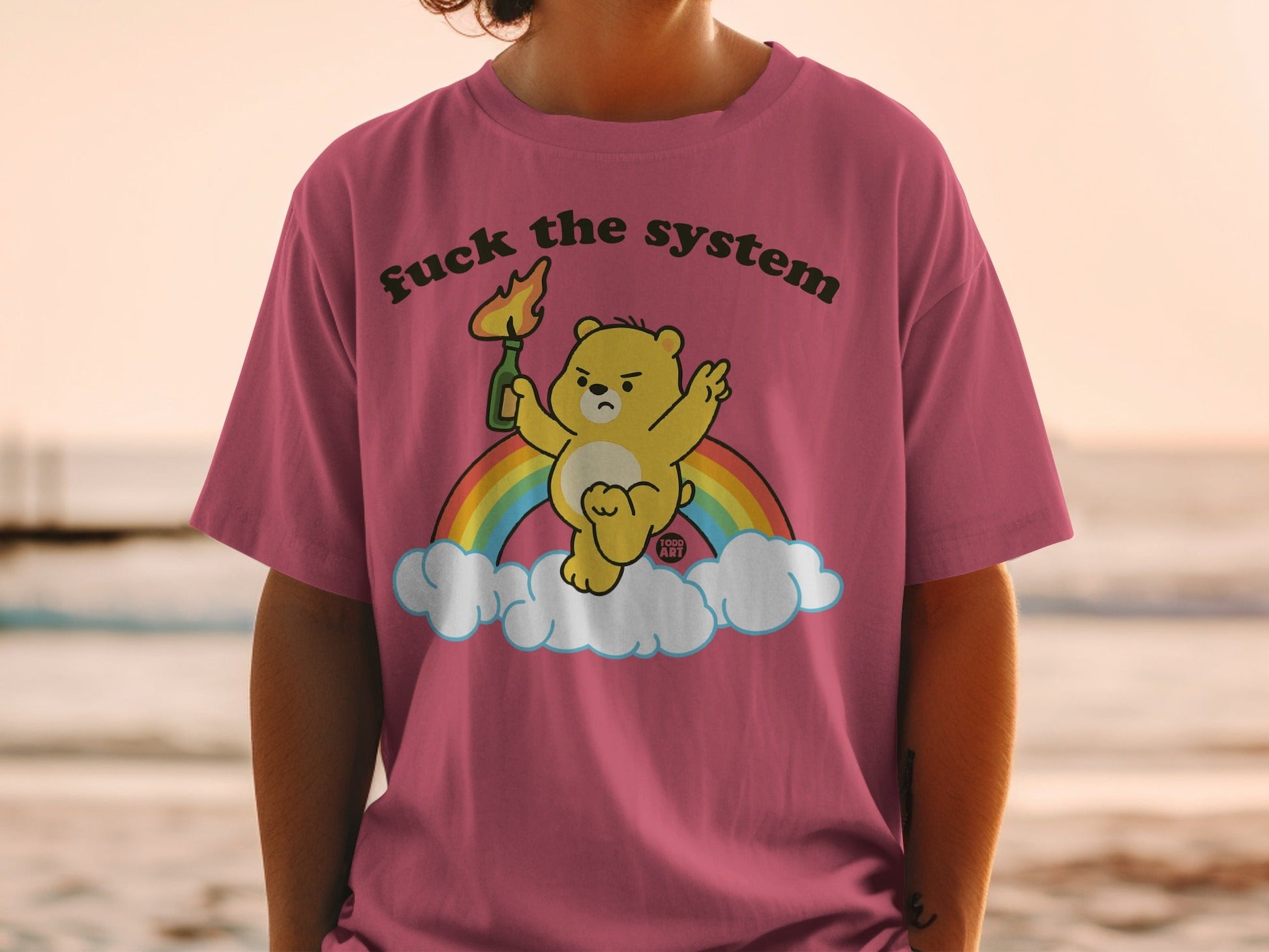 Bear Holding Molotov Cocktail Fuck the System Shirt