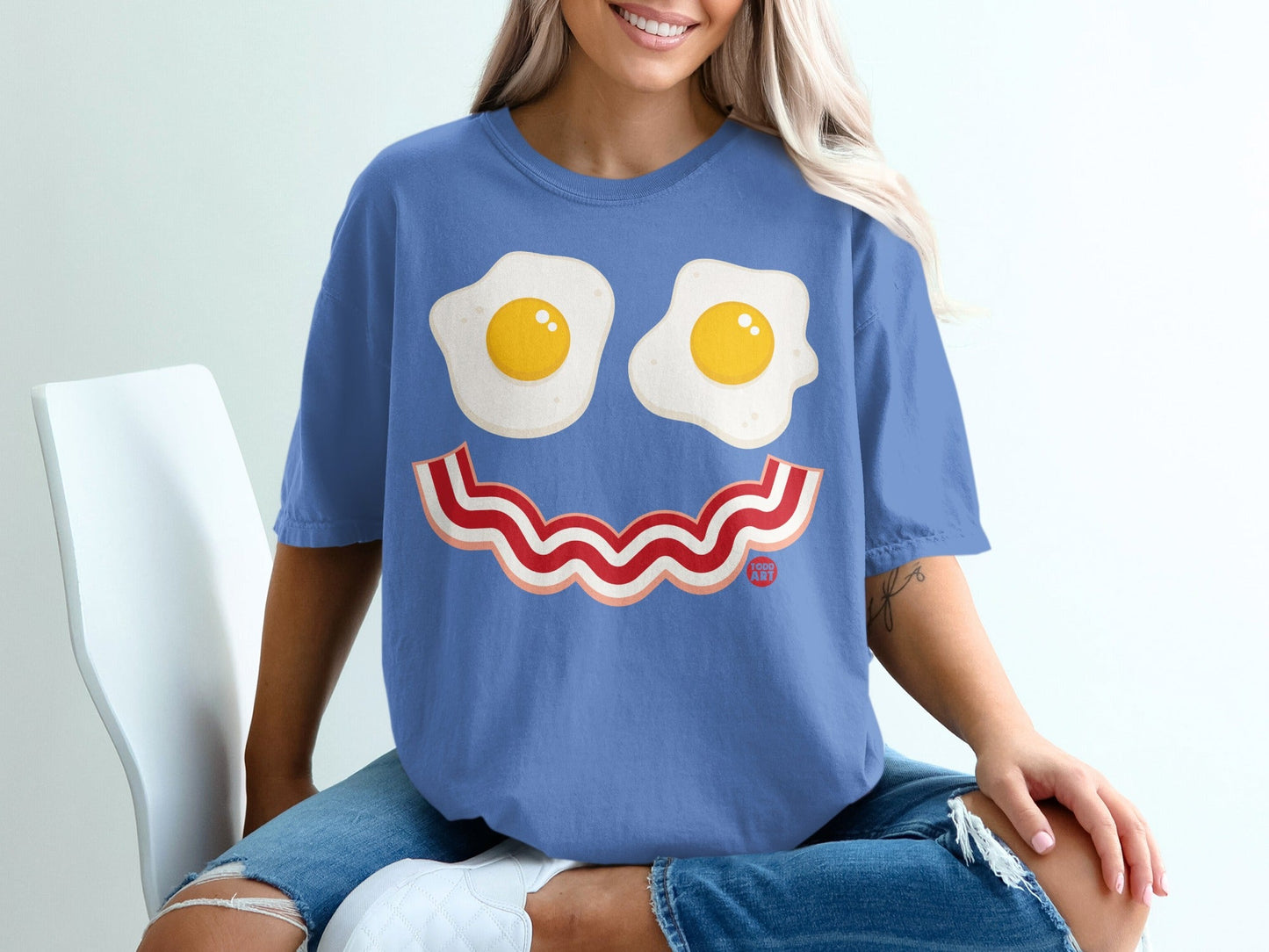 Fun Breakfast Face Graphic Tee Casual Shirt