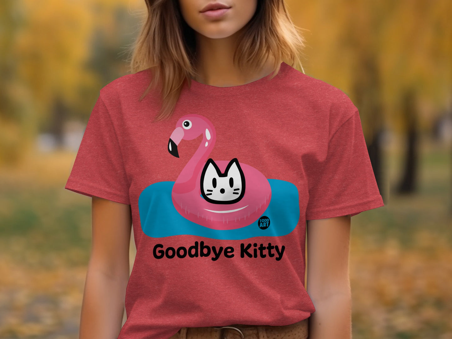 Goodbye Kitty Flamingo Print Graphic Tee